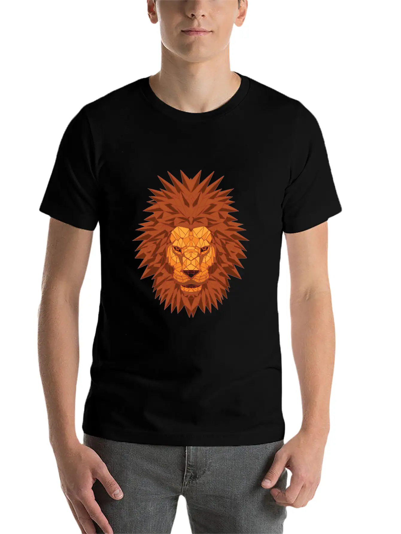 Lion Head Polygon Lion In Bright Colors Fierce Soft Cotton Short Sleeve Tee ¨C Unisex Wardrobe Staple