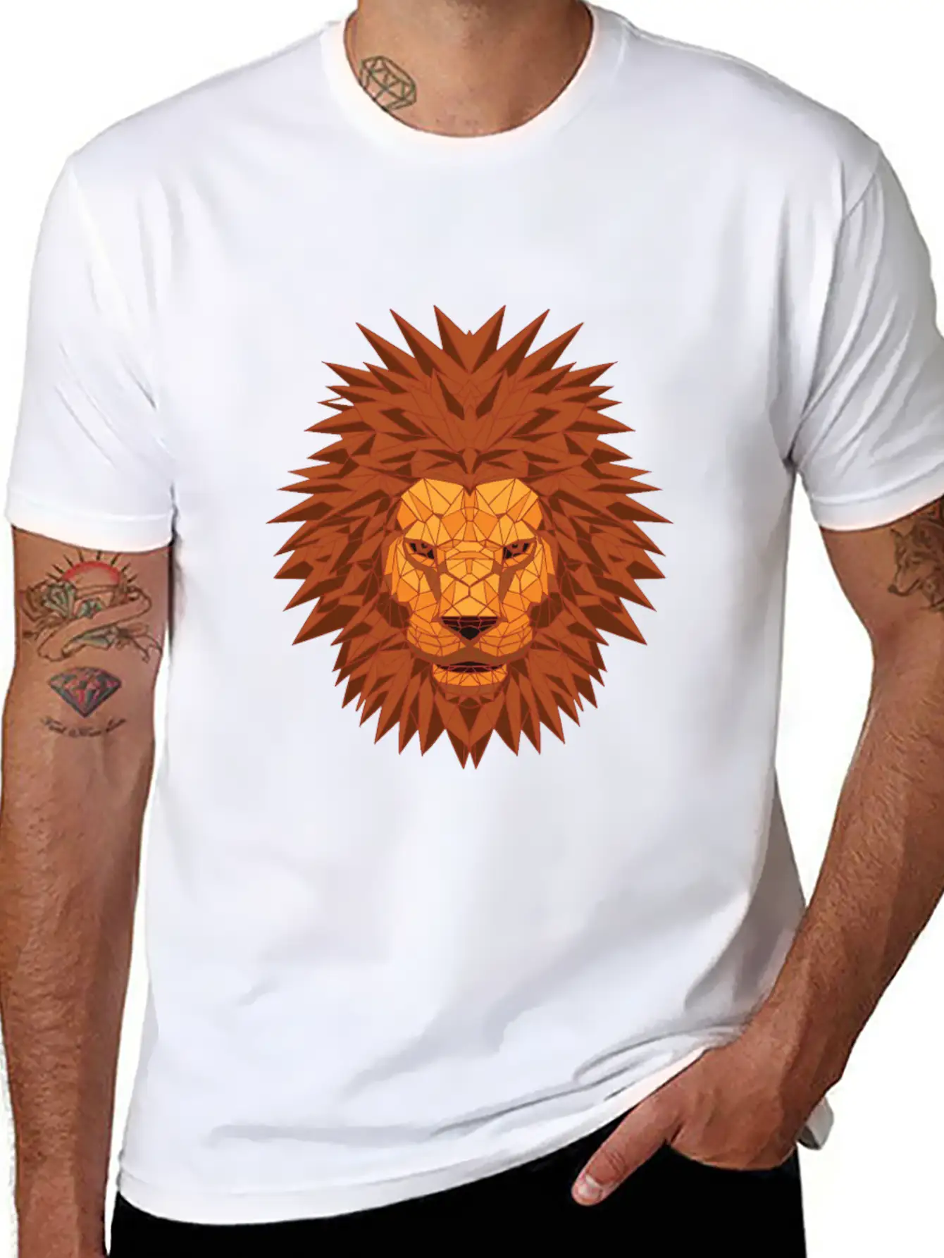 Lion Head Polygon Lion In Bright Colors Fierce Soft Cotton Short Sleeve Tee ¨C Unisex Wardrobe Staple