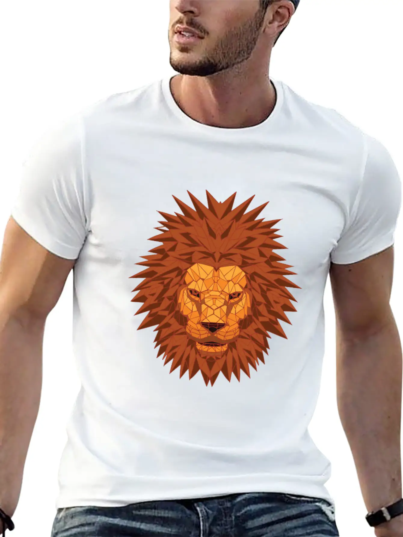 Lion Head Polygon Lion In Bright Colors Fierce Soft Cotton Short Sleeve Tee ¨C Unisex Wardrobe Staple