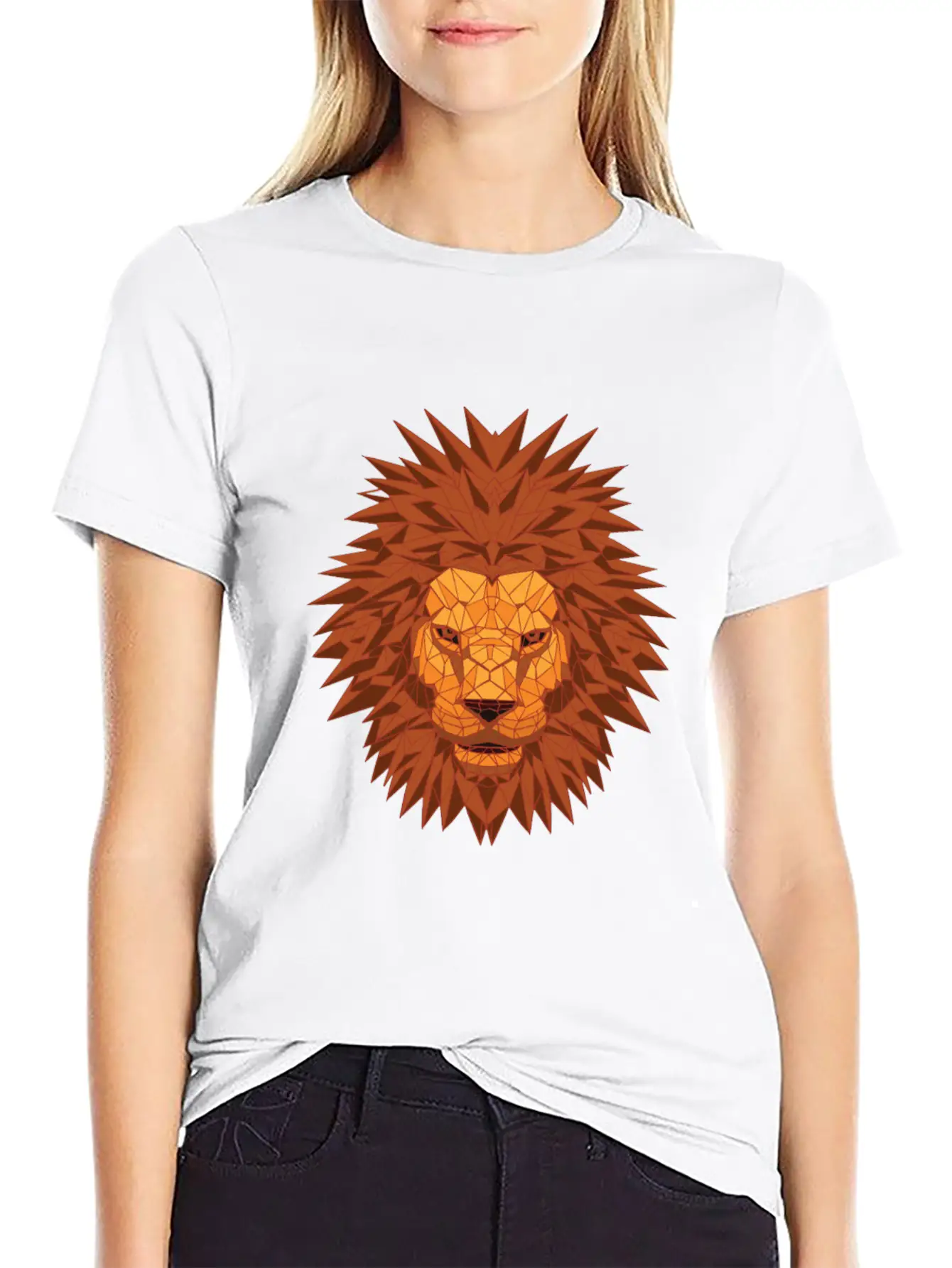 Lion Head Polygon Lion In Bright Colors Fierce Soft Cotton Short Sleeve Tee ¨C Unisex Wardrobe Staple