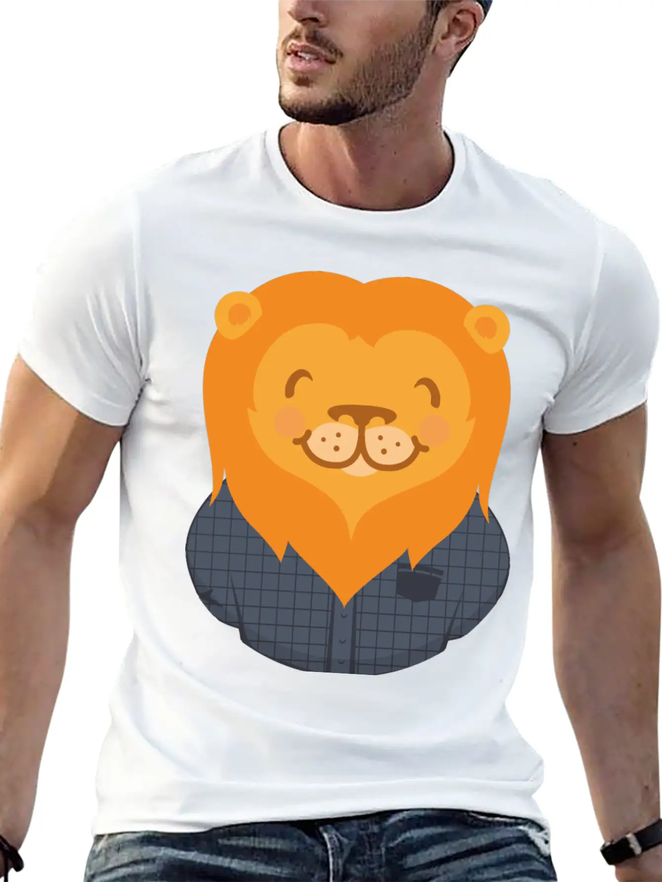 Lion Person Basic Graphic T-Shirt ¨C Daily Comfort In Soft Cotton