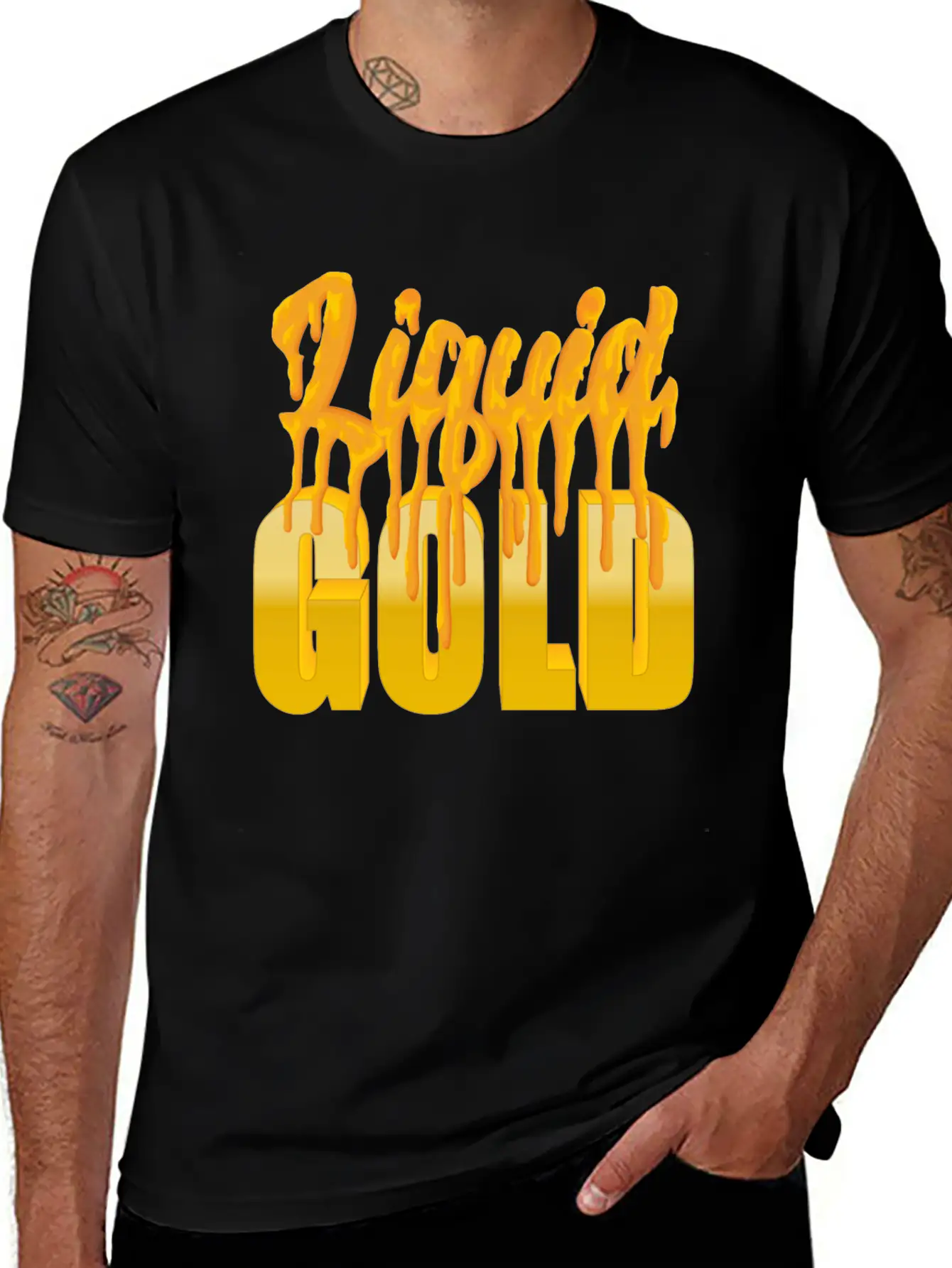 Liquid Gold - Flowing Gold Basic Graphic T-Shirt ¨C Daily Comfort In Soft Cotton