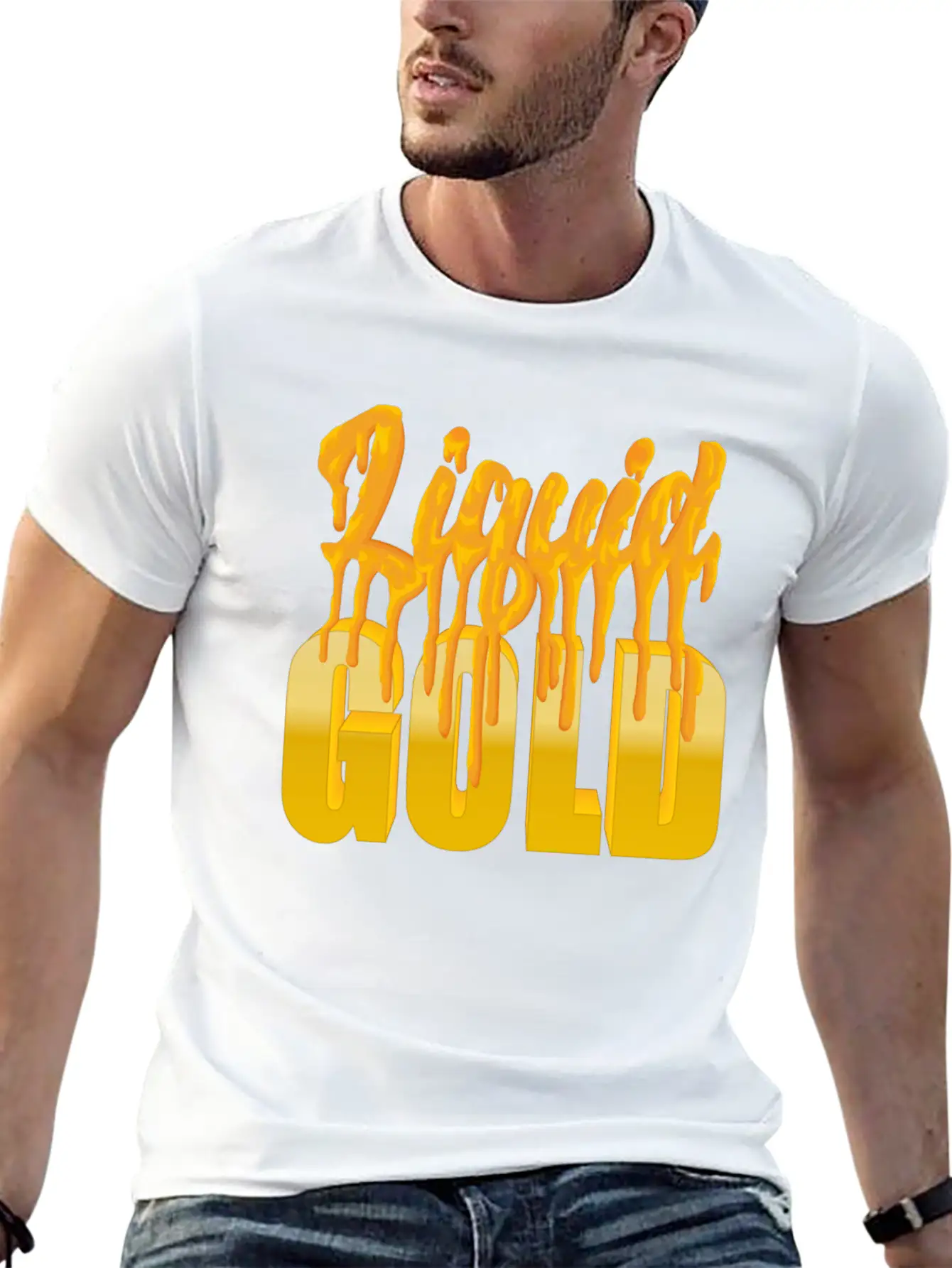 Liquid Gold - Flowing Gold Basic Graphic T-Shirt ¨C Daily Comfort In Soft Cotton