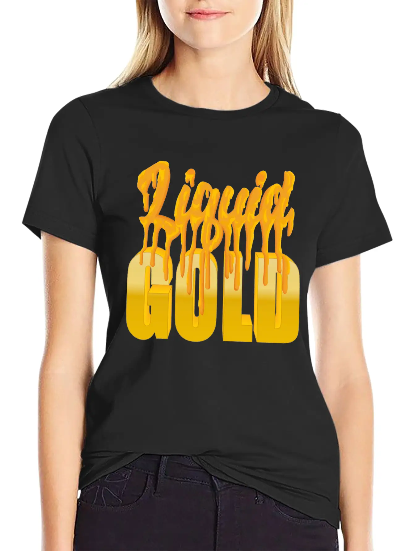 Liquid Gold - Flowing Gold Basic Graphic T-Shirt ¨C Daily Comfort In Soft Cotton