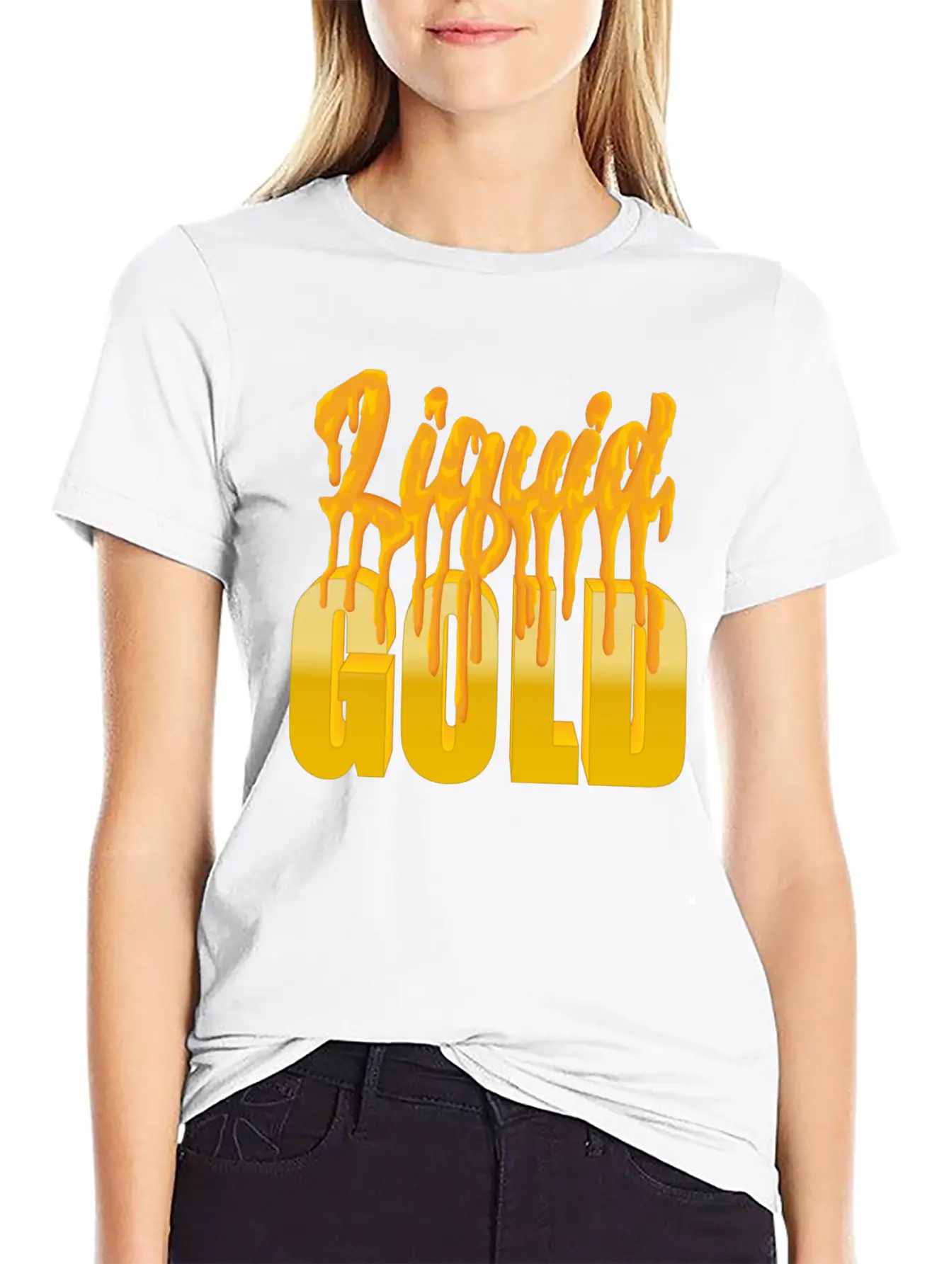 Liquid Gold - Flowing Gold Basic Graphic T-Shirt ¨C Daily Comfort In Soft Cotton