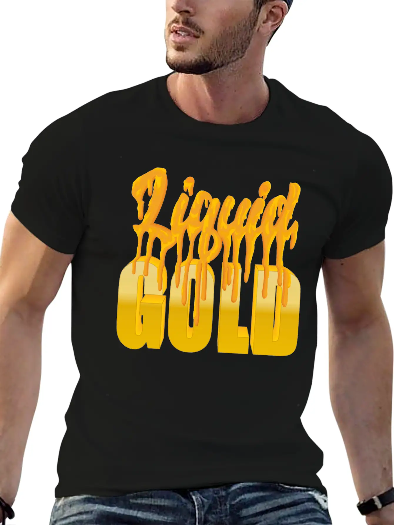 Liquid Gold - Flowing Gold Basic Graphic T-Shirt ¨C Daily Comfort In Soft Cotton