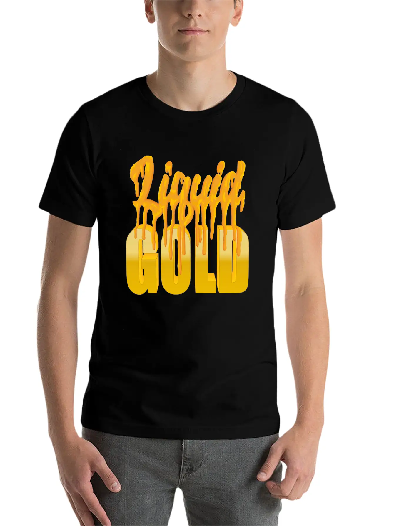 Liquid Gold - Flowing Gold Basic Graphic T-Shirt ¨C Daily Comfort In Soft Cotton
