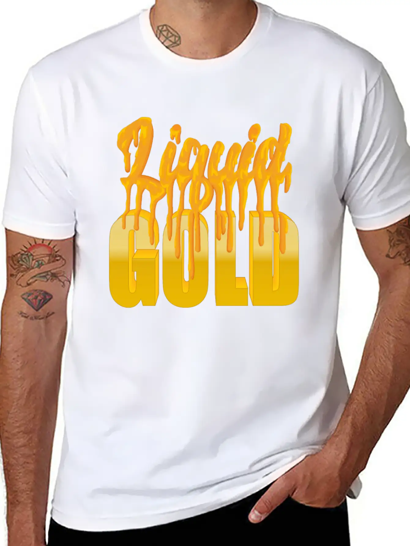 Liquid Gold - Flowing Gold Basic Graphic T-Shirt ¨C Daily Comfort In Soft Cotton
