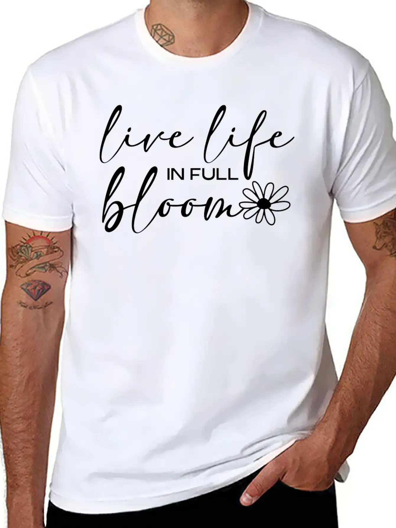 Live Life In Full Bloom Basic Graphic T-Shirt ¨C Daily Comfort In Soft Cotton
