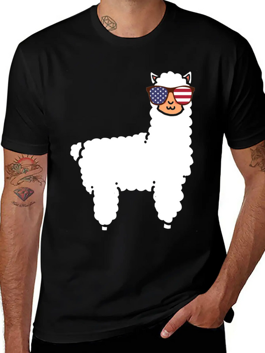 Llama USA Flag Essential Cotton Tee For Daily Outfits ¨C Unisex Style