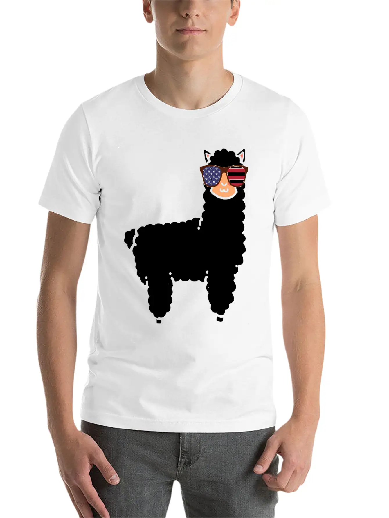 Llama USA Flag Essential Cotton Tee For Daily Outfits ¨C Unisex Style