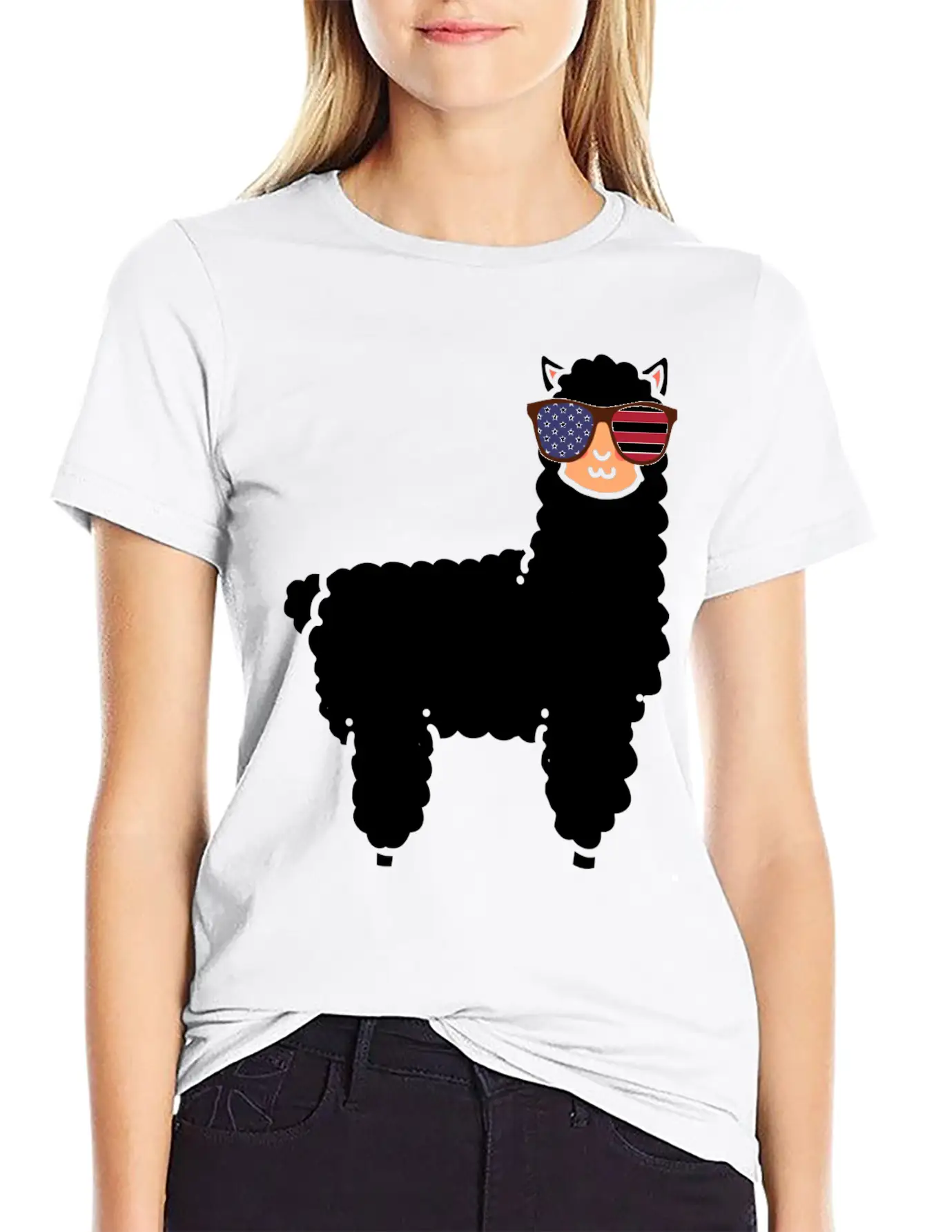 Llama USA Flag Essential Cotton Tee For Daily Outfits ¨C Unisex Style
