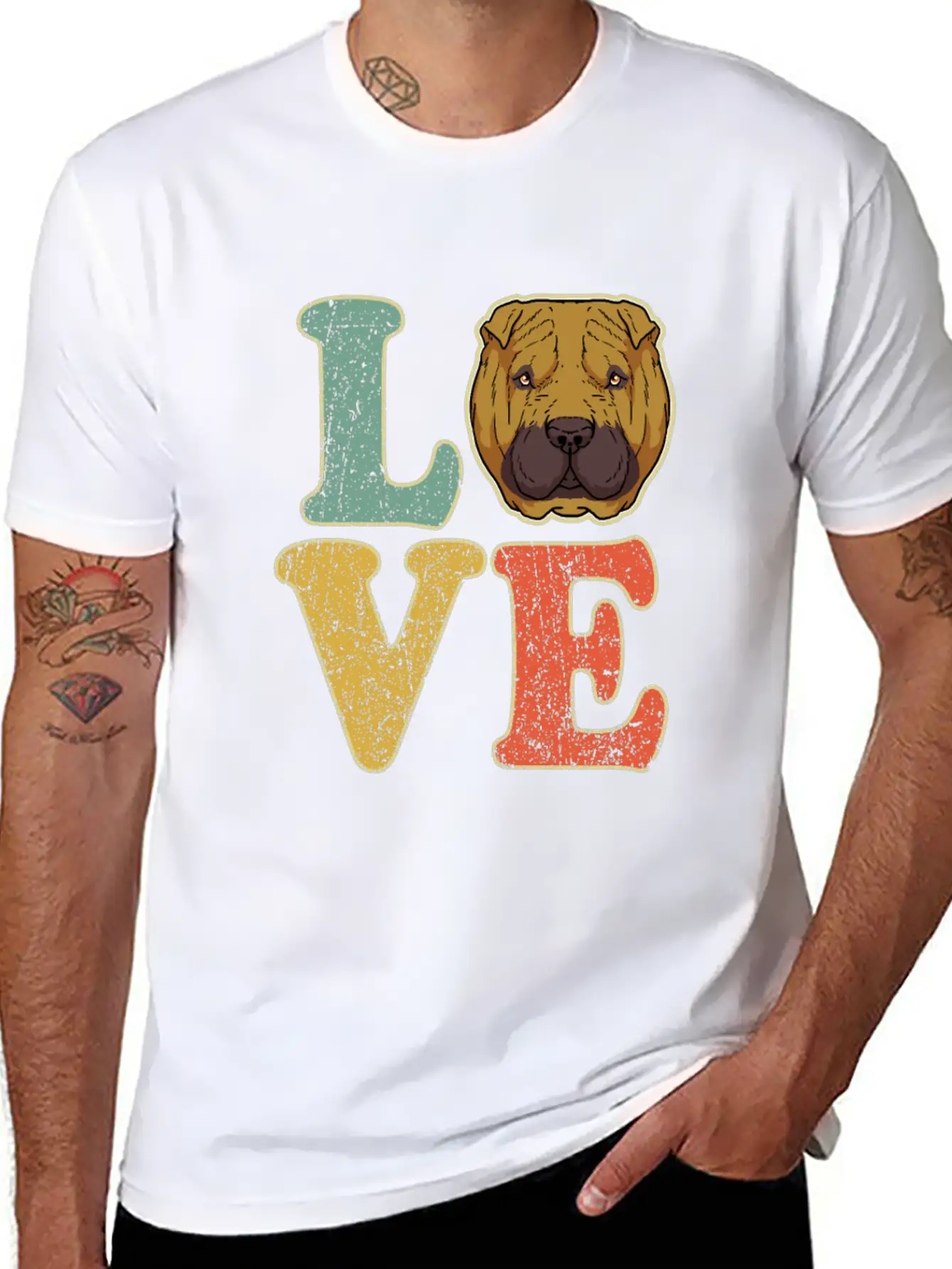 Love Shar Pei Dog Lover Dog Owner Shar-Pei Gift Basic Graphic T-Shirt ¨C Daily Comfort In Soft Cotton