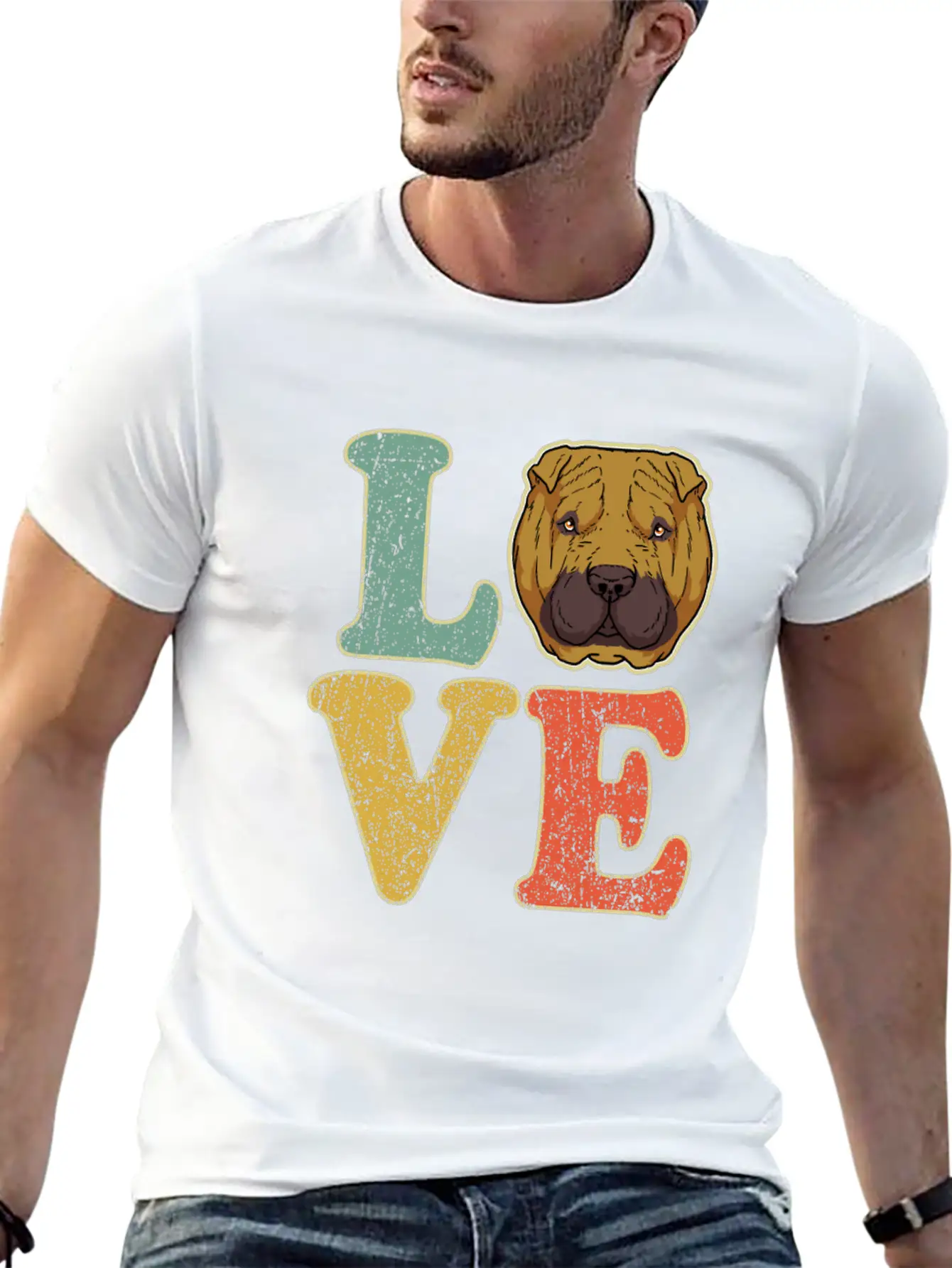 Love Shar Pei Dog Lover Dog Owner Shar-Pei Gift Basic Graphic T-Shirt ¨C Daily Comfort In Soft Cotton