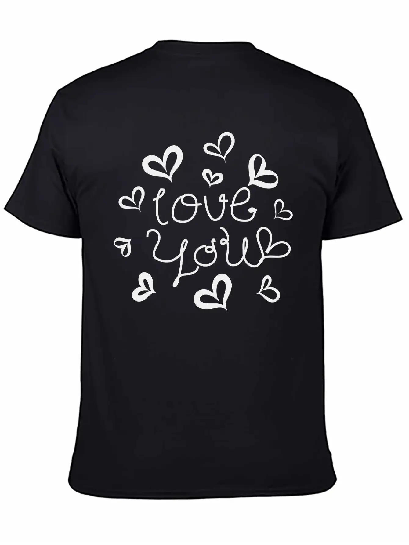 Love You Hand-drawn Font With Hearts 1 Essential Cotton Tee For Daily Outfits ¨C Unisex Style