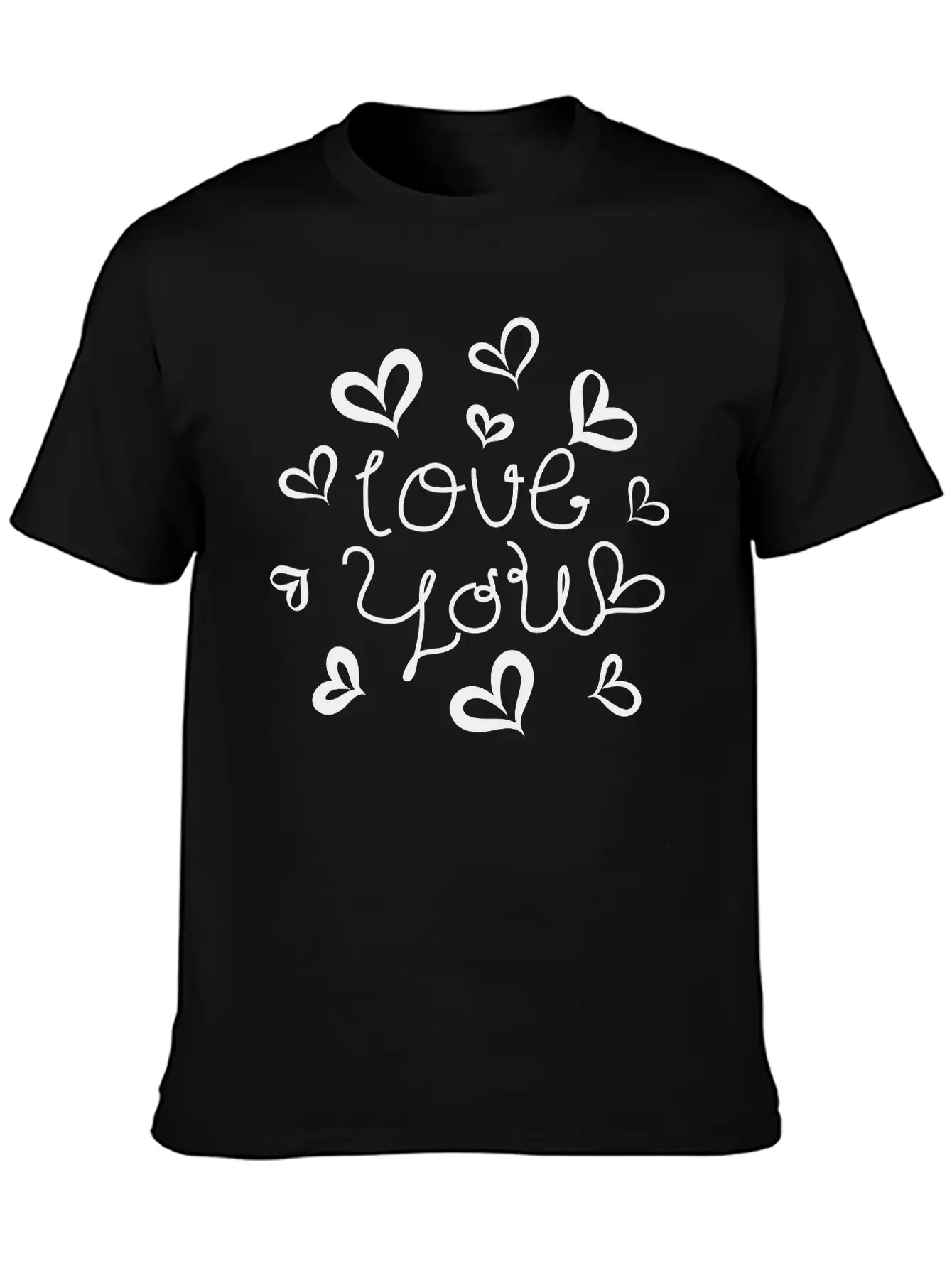 Love You Hand-drawn Font With Hearts 1 Essential Cotton Tee For Daily Outfits ¨C Unisex Style