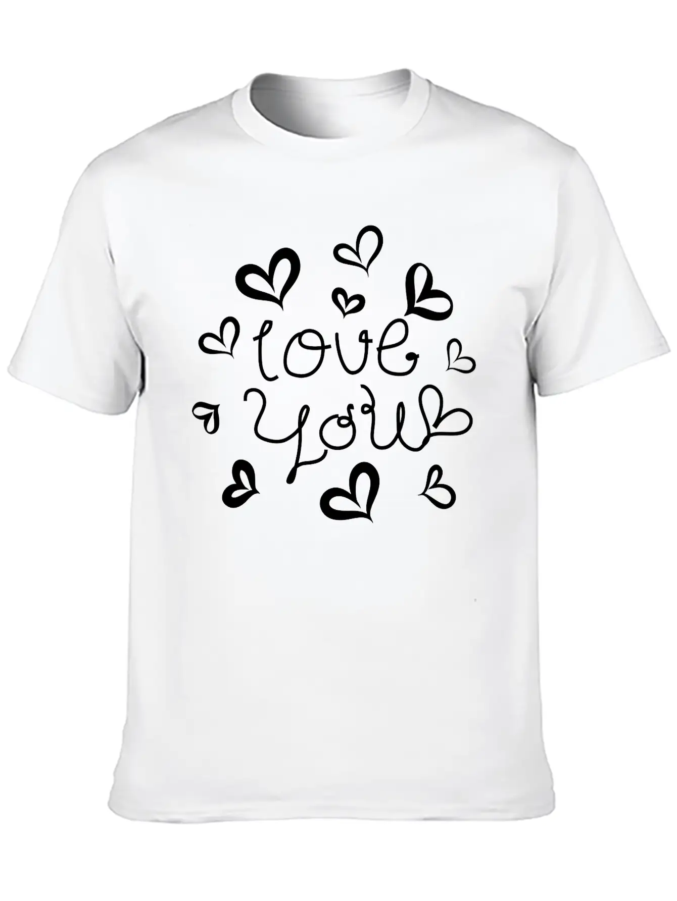 Love You Hand-drawn Font With Hearts 1 Essential Cotton Tee For Daily Outfits ¨C Unisex Style