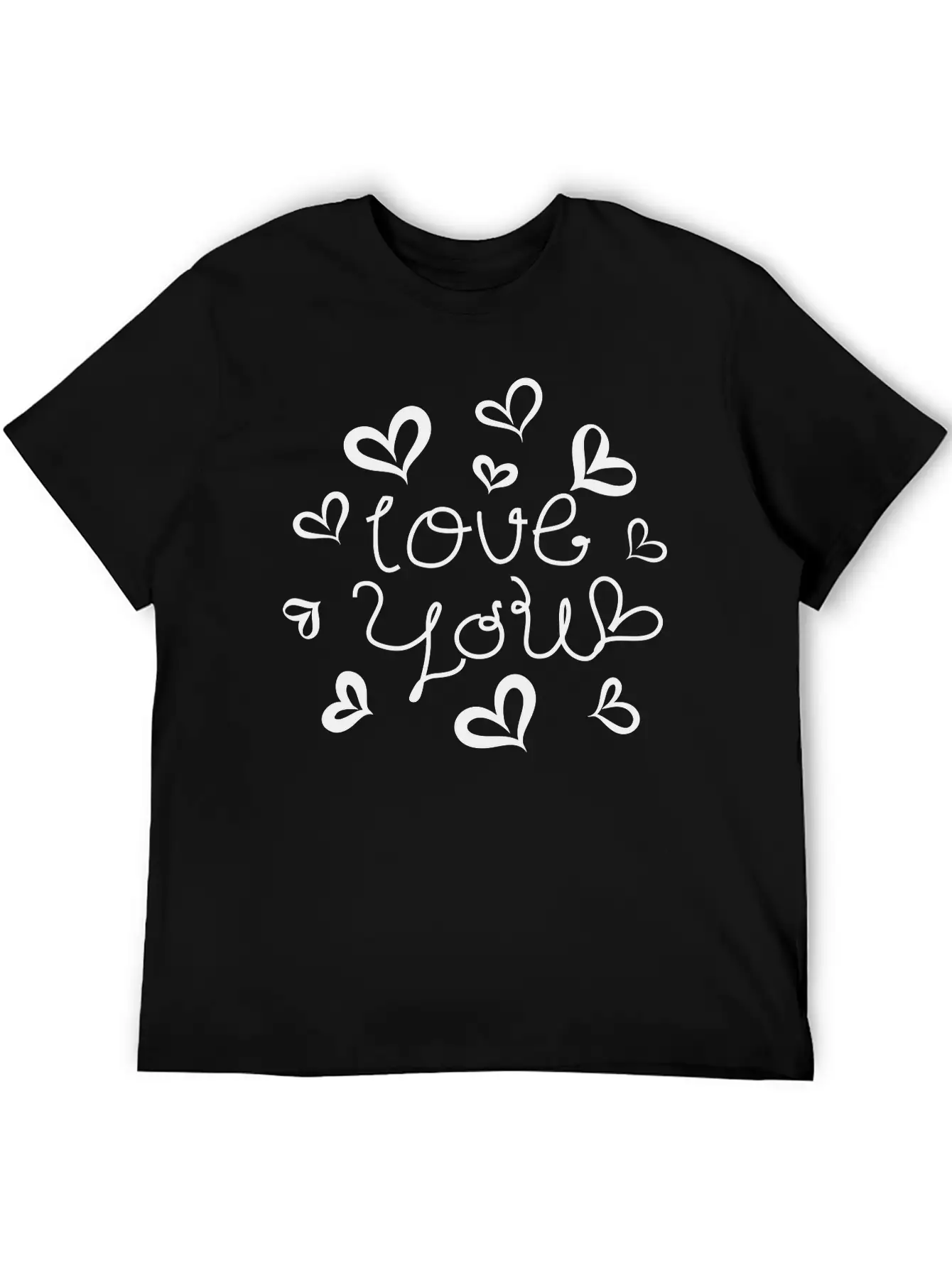 Love You Hand-drawn Font With Hearts 1 Essential Cotton Tee For Daily Outfits ¨C Unisex Style