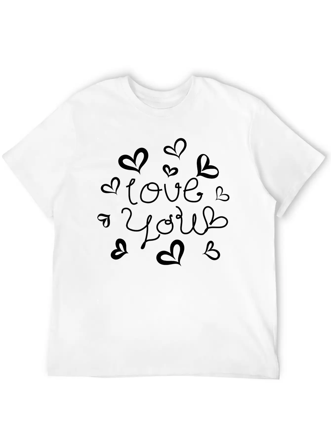 Love You Hand-drawn Font With Hearts 1 Essential Cotton Tee For Daily Outfits ¨C Unisex Style