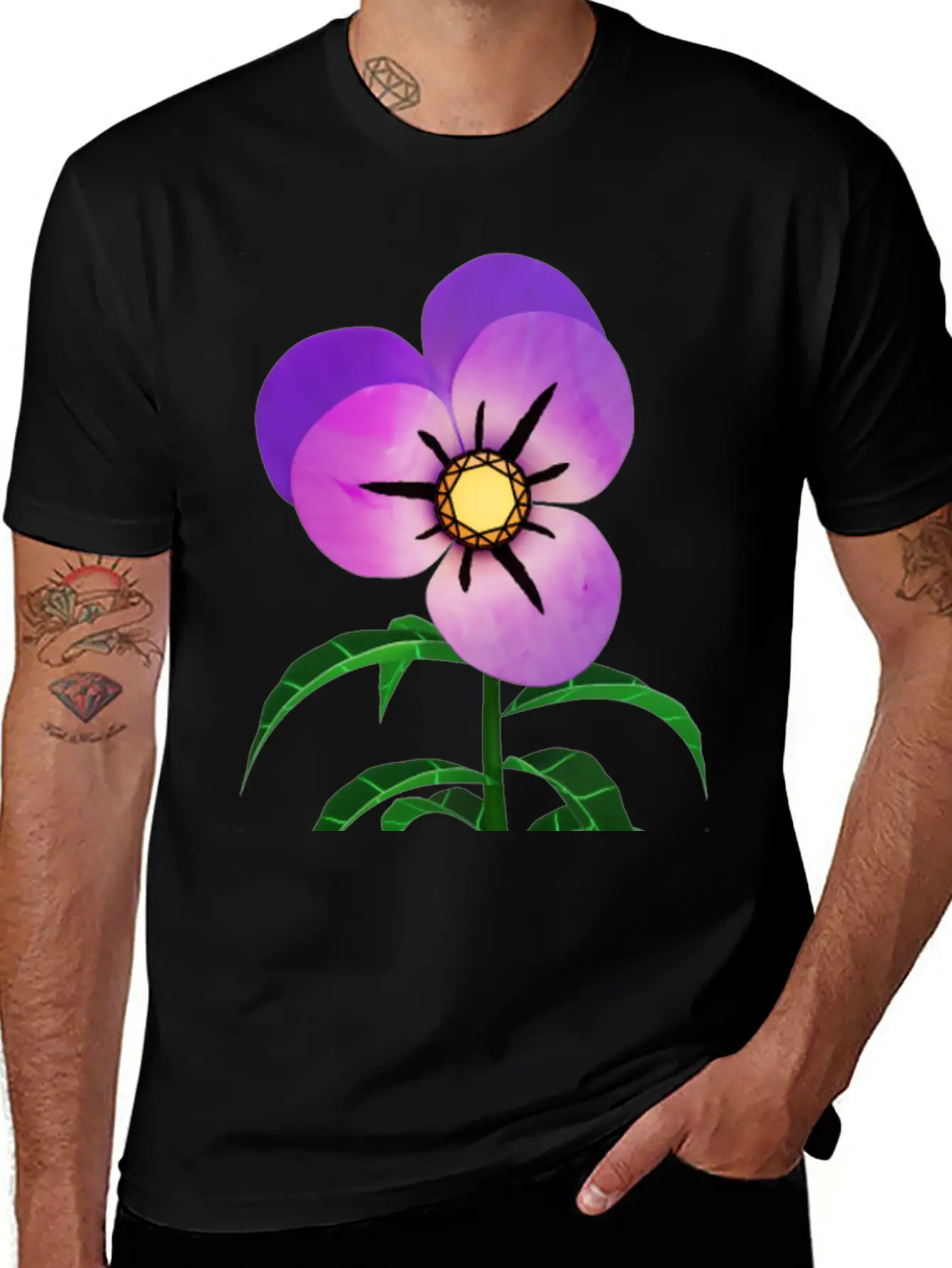Magic Violet Flower Essential Cotton Tee For Daily Outfits ¨C Unisex Style