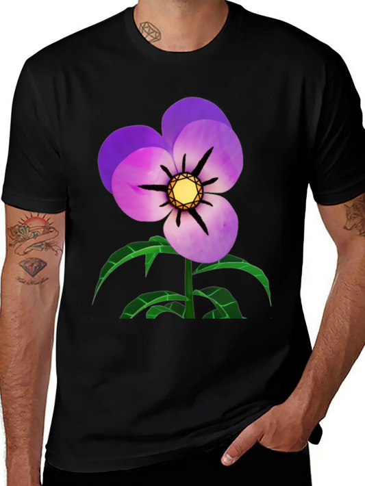 Magic Violet Flower Essential Cotton Tee For Daily Outfits ¨C Unisex Style