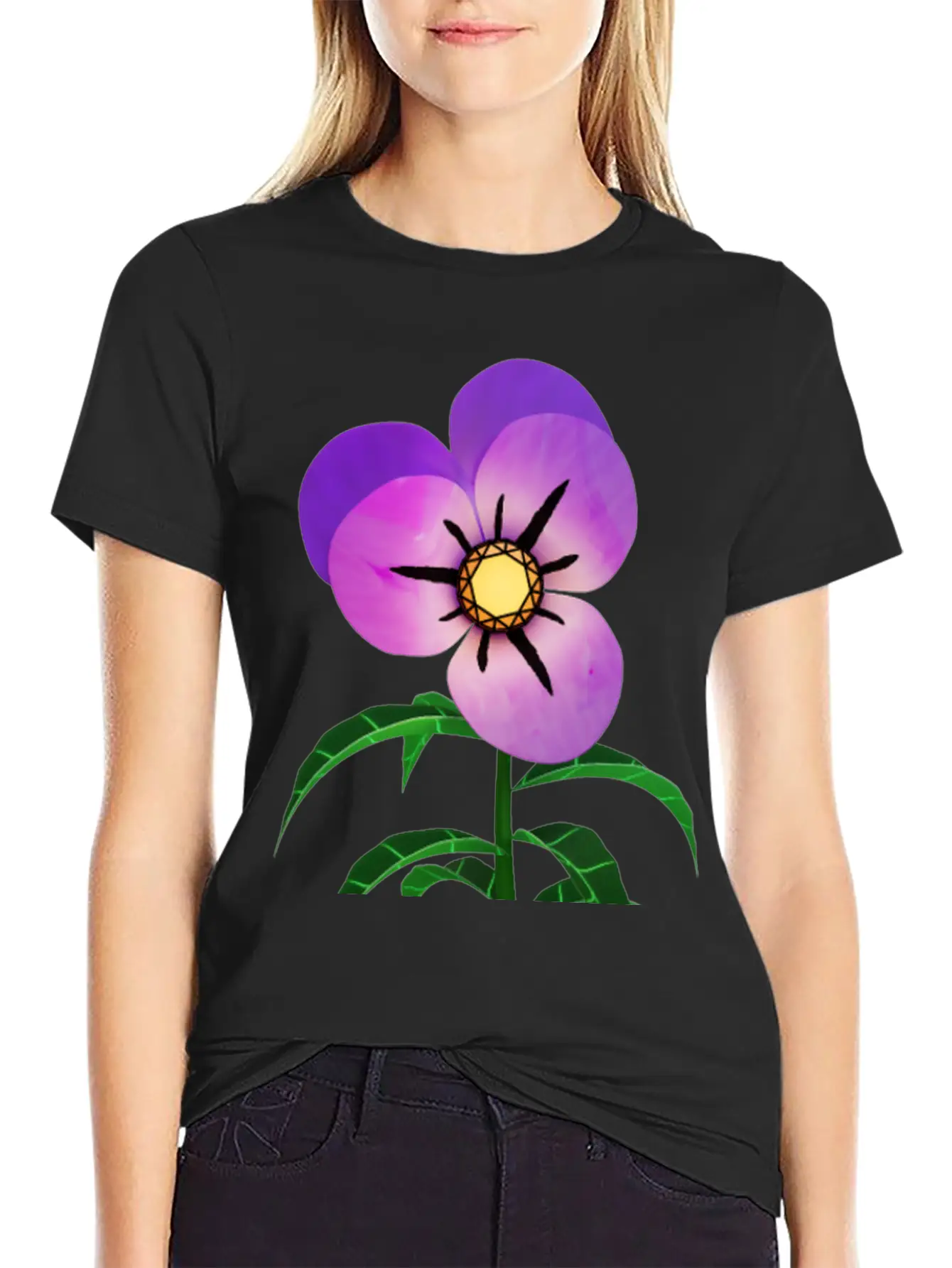 Magic Violet Flower Essential Cotton Tee For Daily Outfits ¨C Unisex Style
