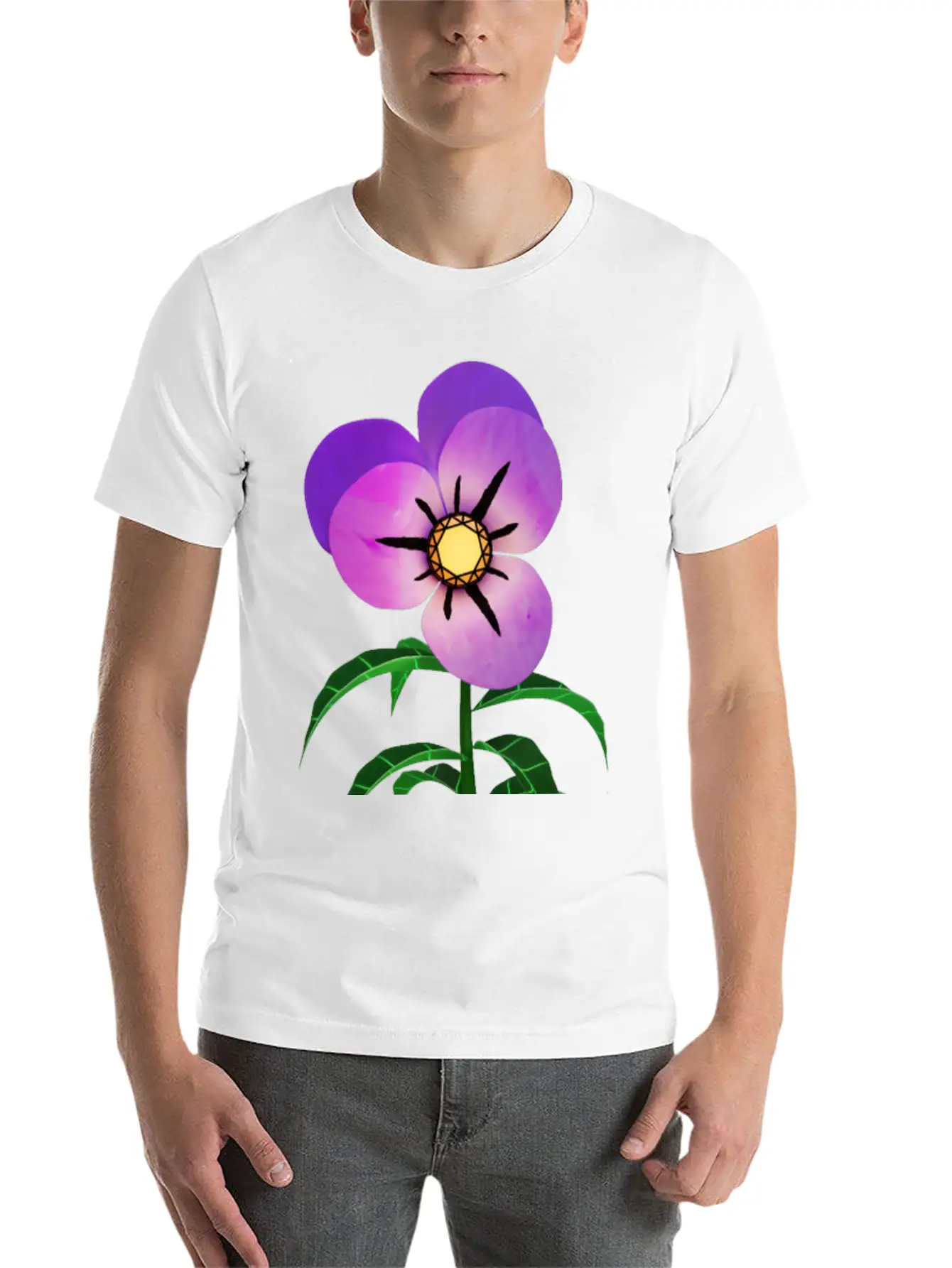 Magic Violet Flower Essential Cotton Tee For Daily Outfits ¨C Unisex Style