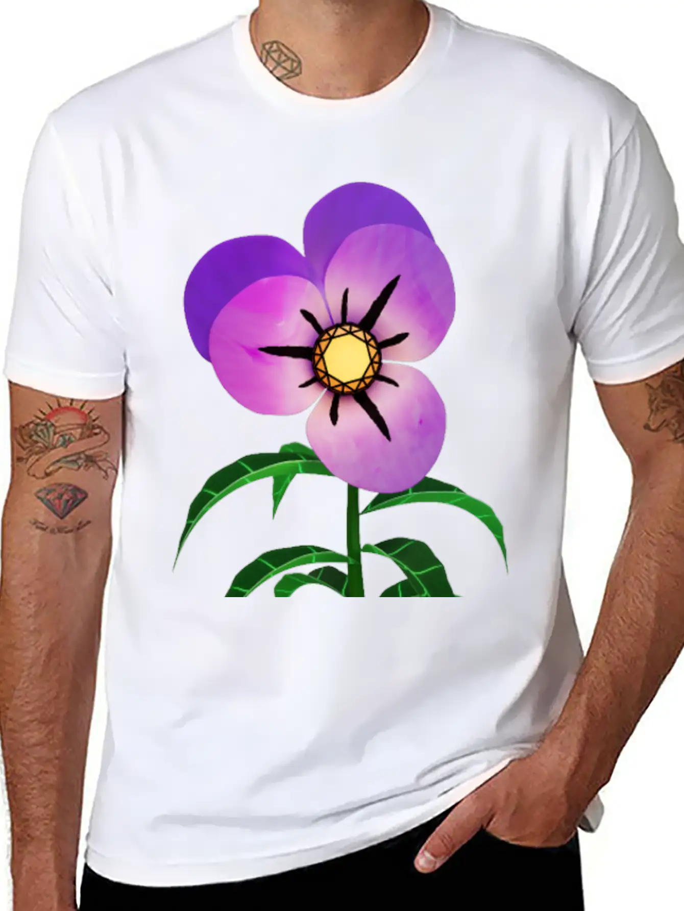 Magic Violet Flower Essential Cotton Tee For Daily Outfits ¨C Unisex Style