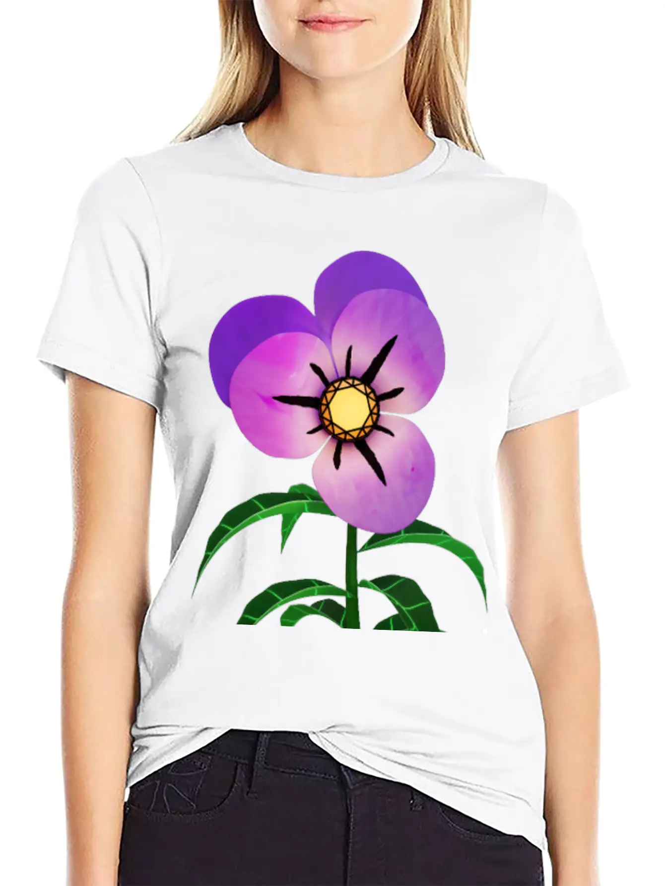 Magic Violet Flower Essential Cotton Tee For Daily Outfits ¨C Unisex Style