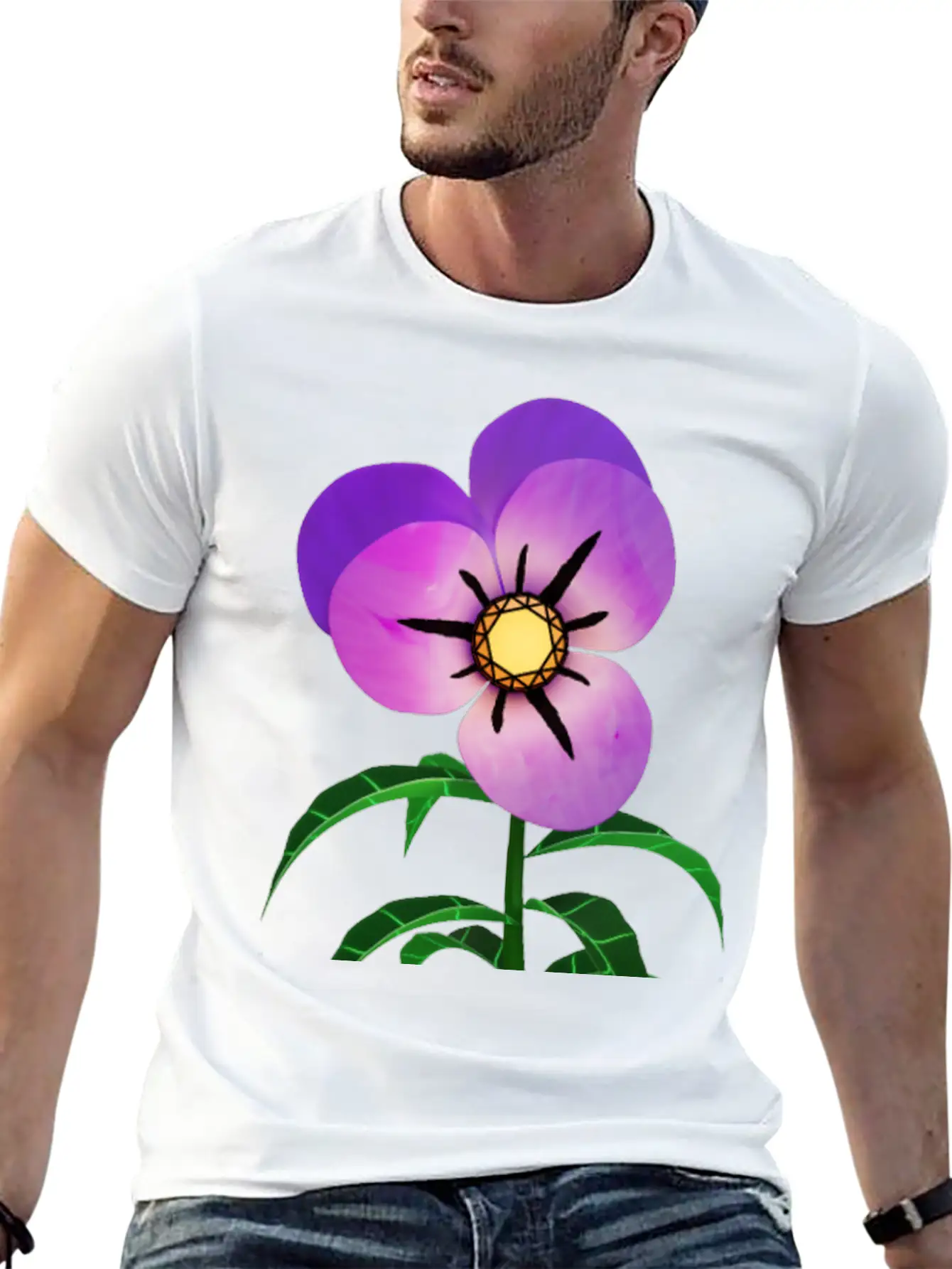 Magic Violet Flower Essential Cotton Tee For Daily Outfits ¨C Unisex Style