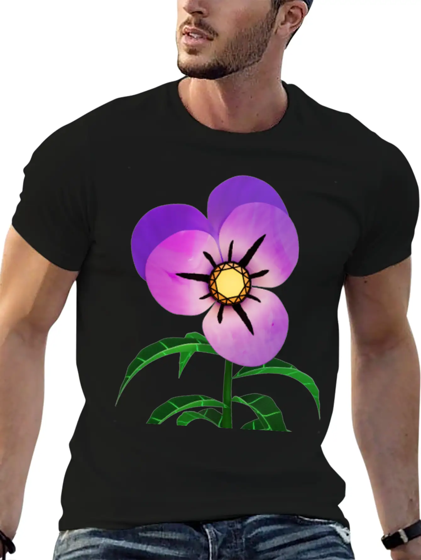 Magic Violet Flower Essential Cotton Tee For Daily Outfits ¨C Unisex Style