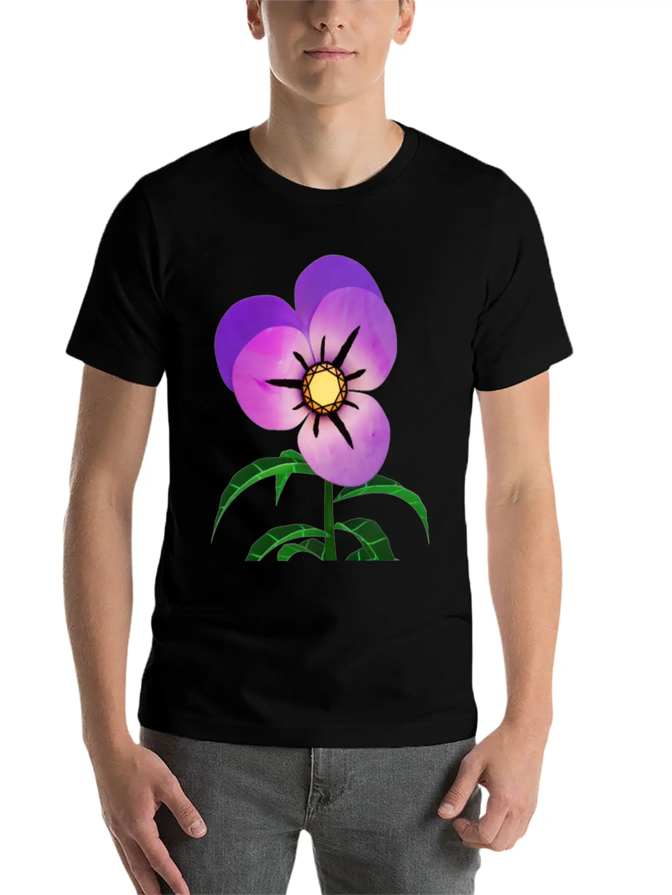 Magic Violet Flower Essential Cotton Tee For Daily Outfits ¨C Unisex Style
