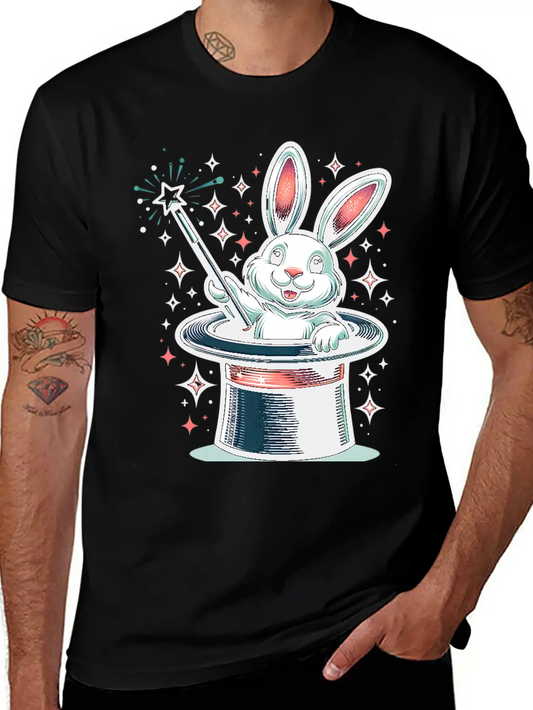 Magical Bunny In Top Hat Illustration Essential Cotton Tee For Daily Outfits ¨C Unisex Style