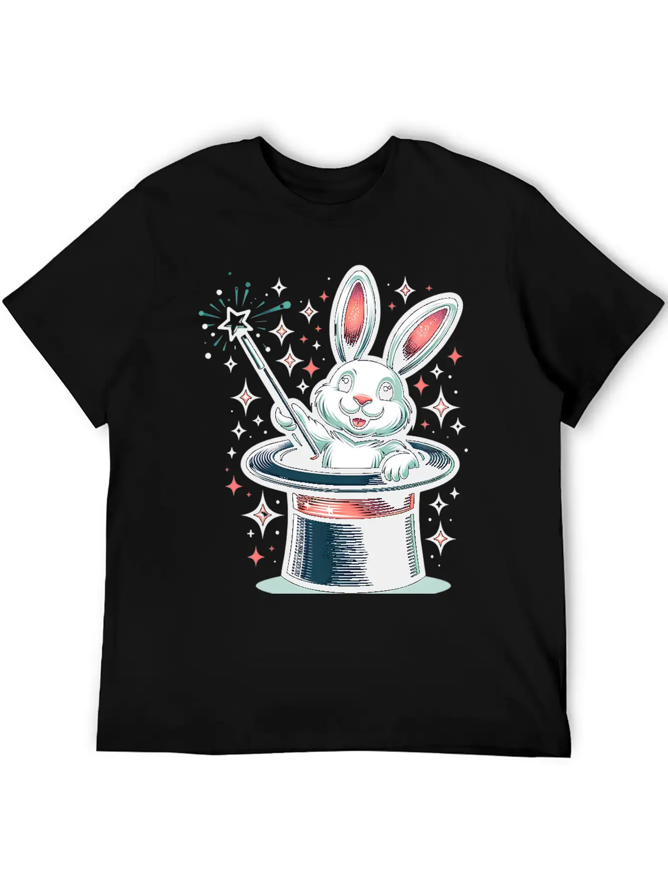 Magical Bunny In Top Hat Illustration Essential Cotton Tee For Daily Outfits ¨C Unisex Style