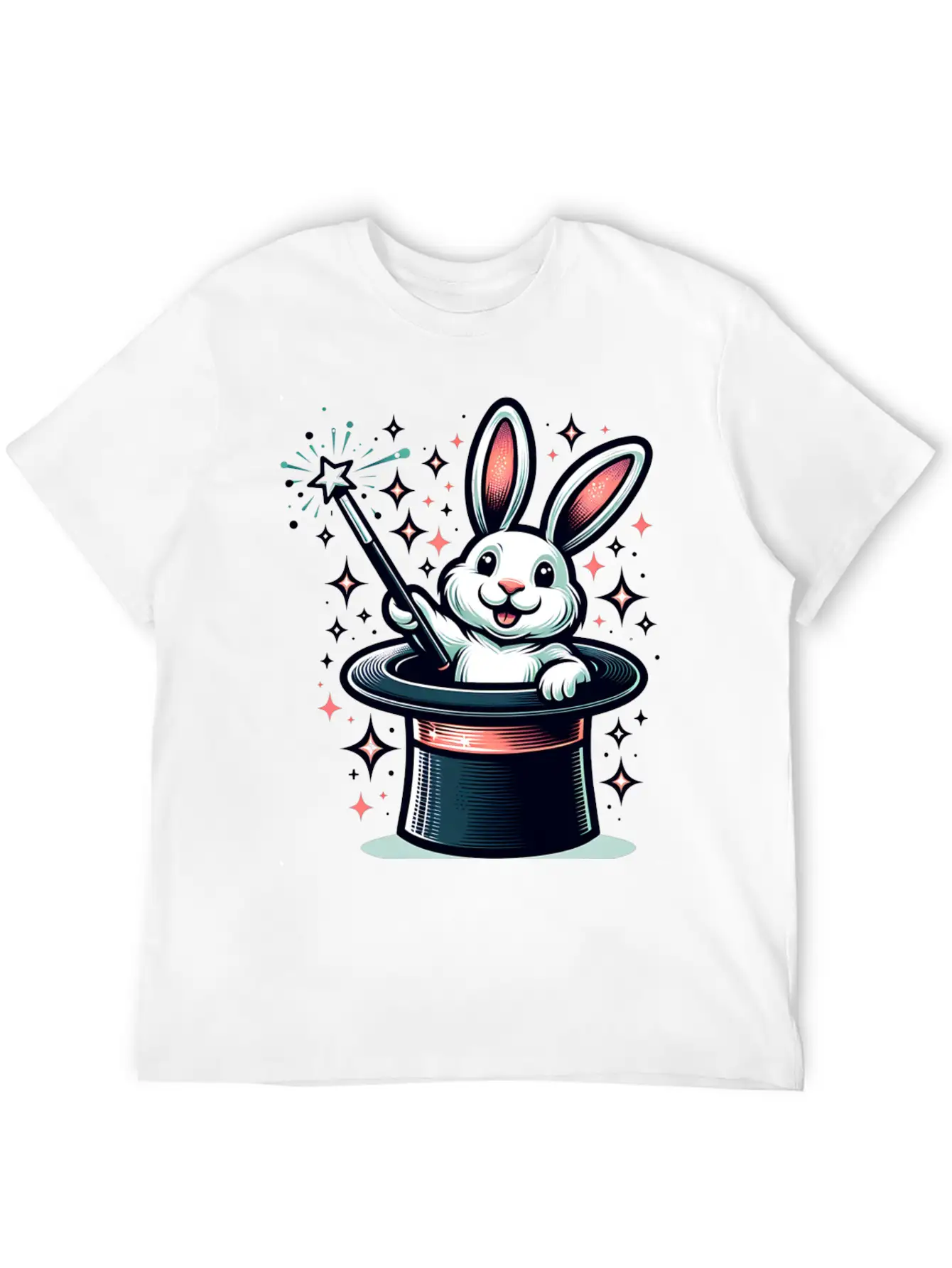 Magical Bunny In Top Hat Illustration Essential Cotton Tee For Daily Outfits ¨C Unisex Style