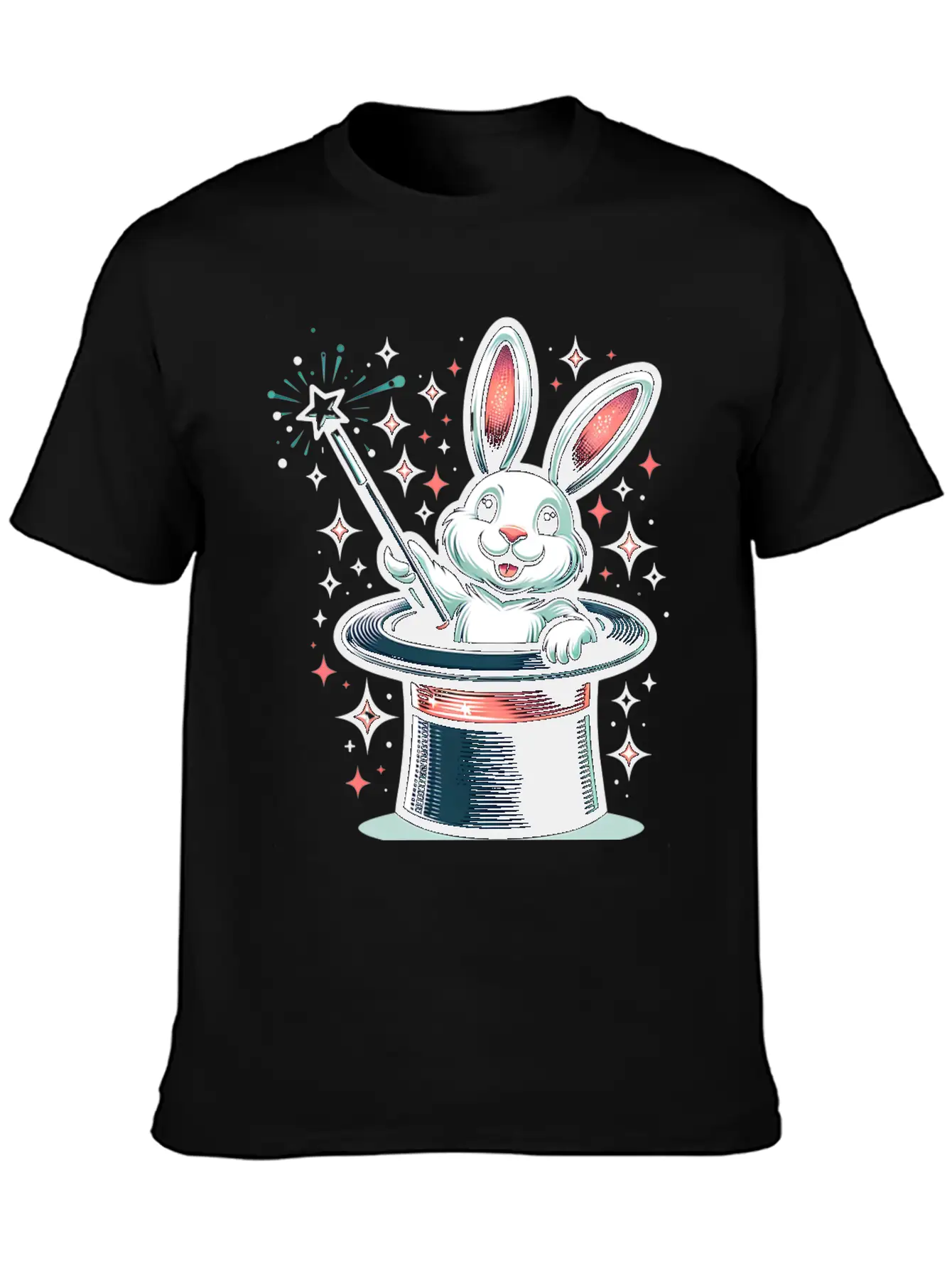 Magical Bunny In Top Hat Illustration Essential Cotton Tee For Daily Outfits ¨C Unisex Style