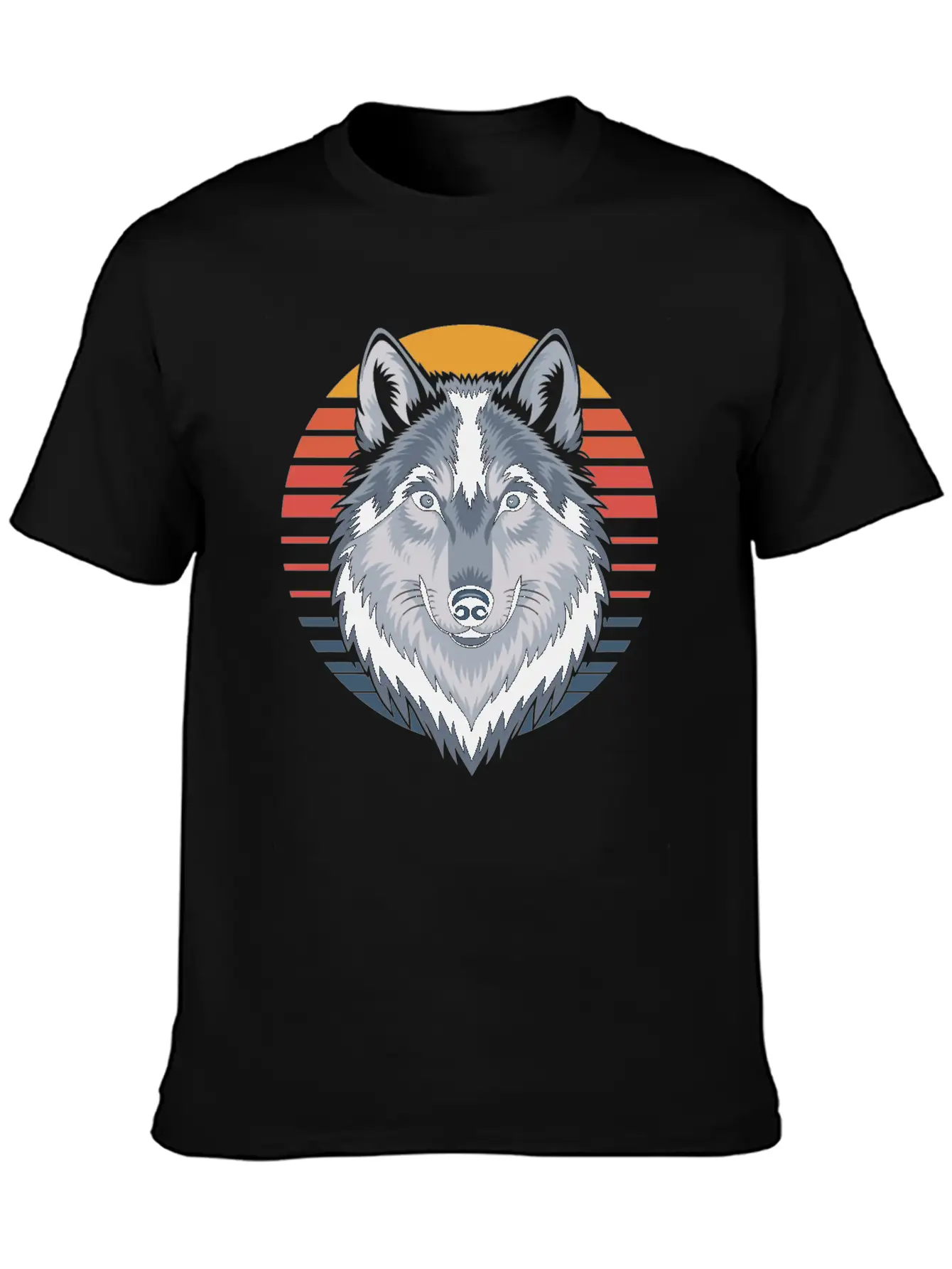 Majestic Wolf With Sunset Colors Portrait Basic Graphic T-Shirt ¨C Daily Comfort In Soft Cotton