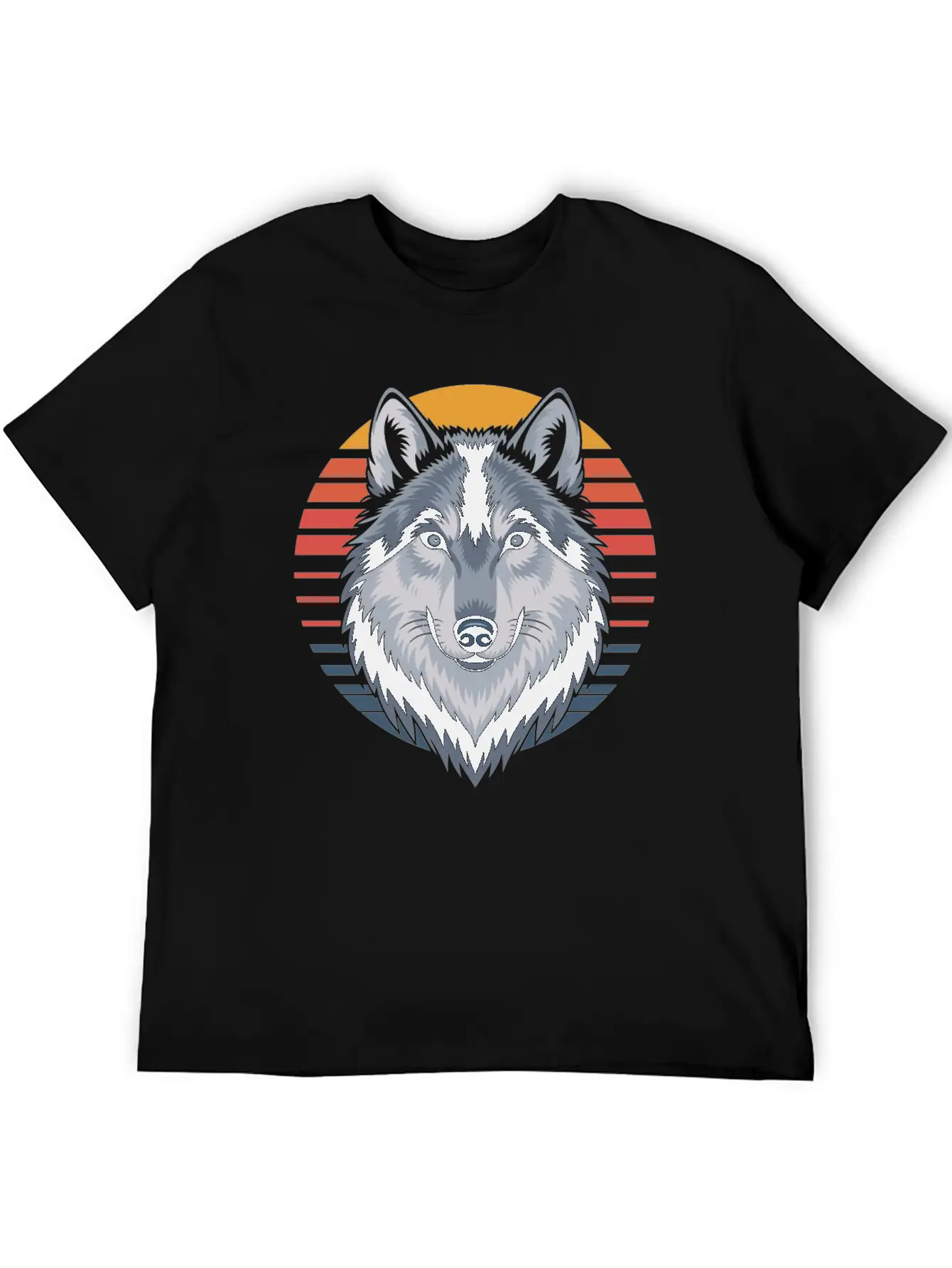 Majestic Wolf With Sunset Colors Portrait Basic Graphic T-Shirt ¨C Daily Comfort In Soft Cotton
