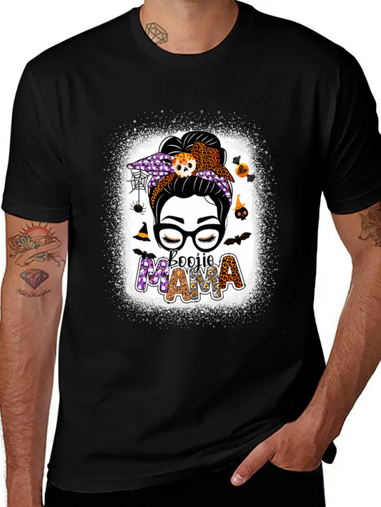 Mama Halloween Monster Messy Bun Skull Mama Bleach Basic Graphic T-Shirt ¨C Daily Comfort In Soft Cotton