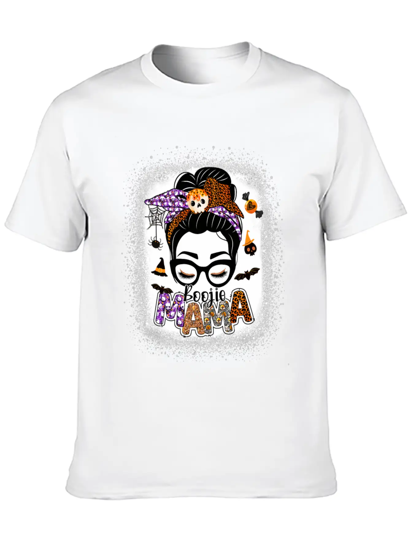 Mama Halloween Monster Messy Bun Skull Mama Bleach Basic Graphic T-Shirt ¨C Daily Comfort In Soft Cotton