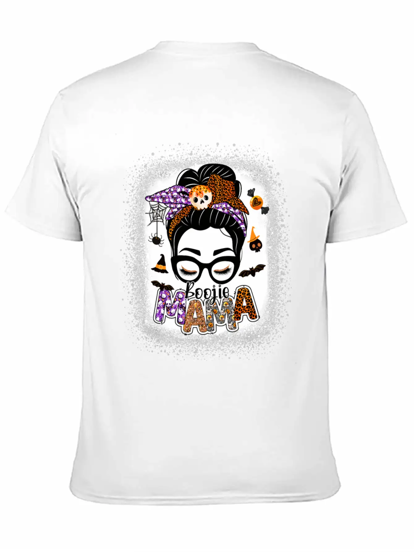 Mama Halloween Monster Messy Bun Skull Mama Bleach Basic Graphic T-Shirt ¨C Daily Comfort In Soft Cotton