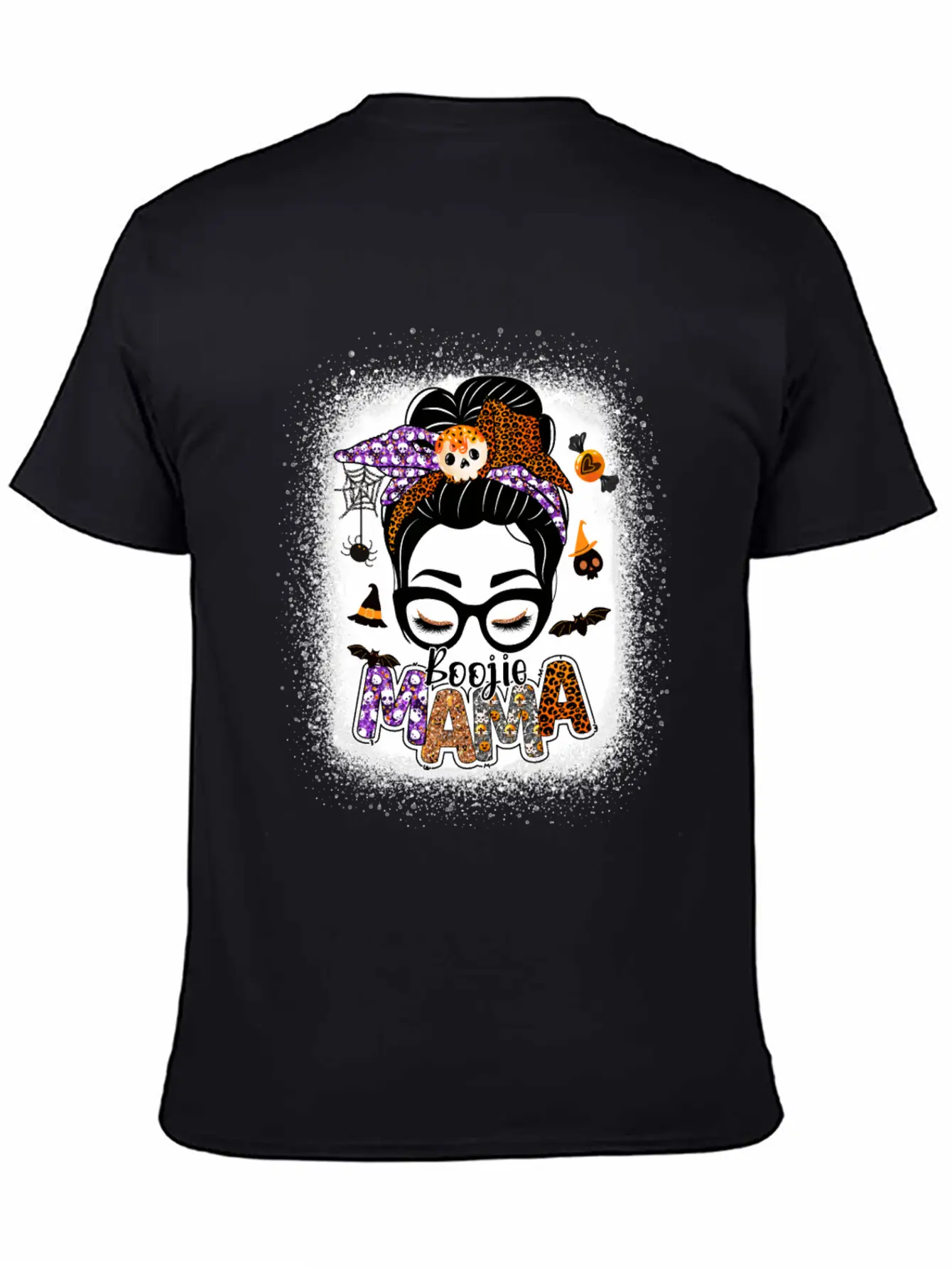 Mama Halloween Monster Messy Bun Skull Mama Bleach Basic Graphic T-Shirt ¨C Daily Comfort In Soft Cotton