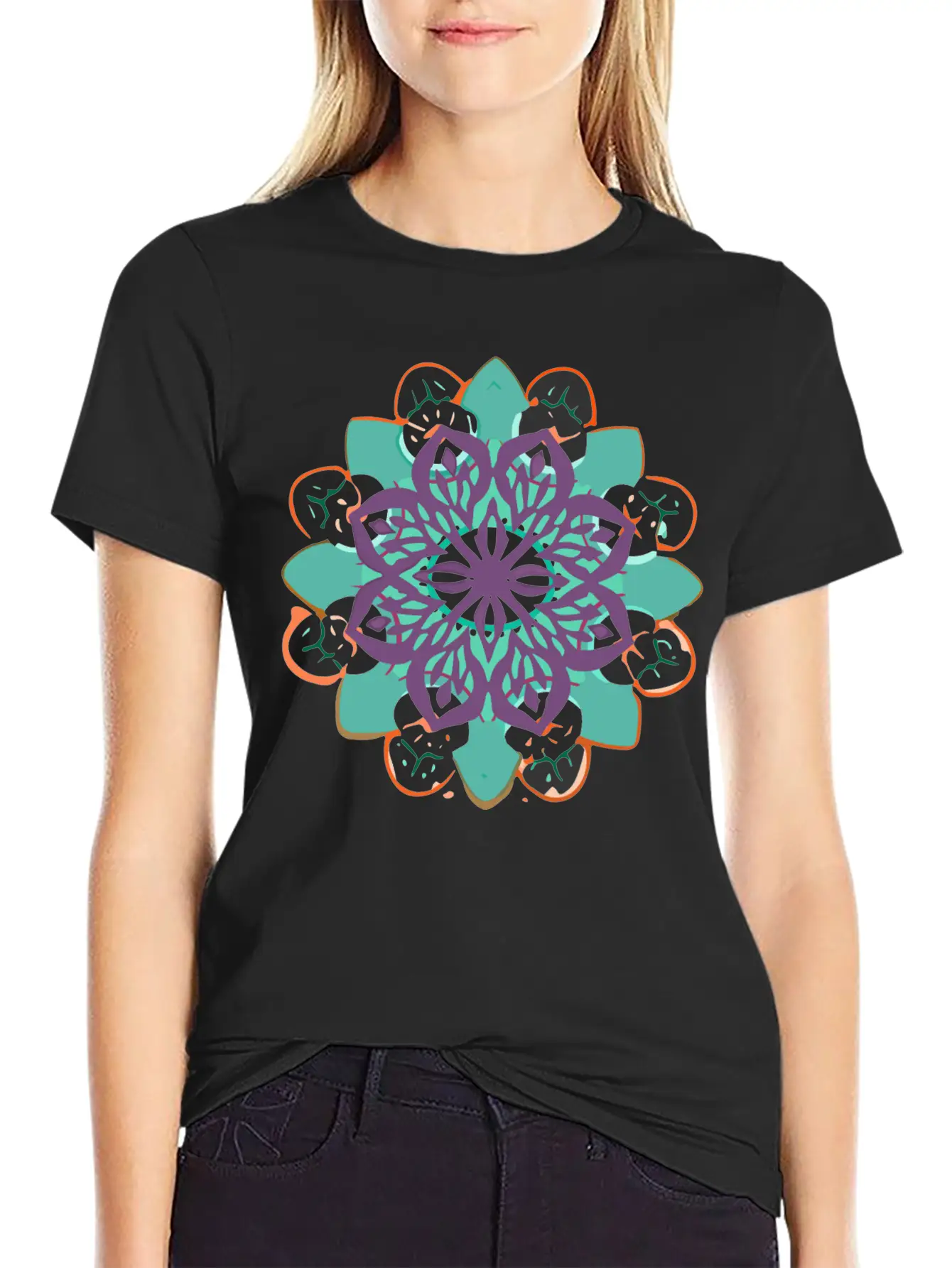 Mandala Gamut Stuffed Basic Graphic T-Shirt ¨C Daily Comfort In Soft Cotton