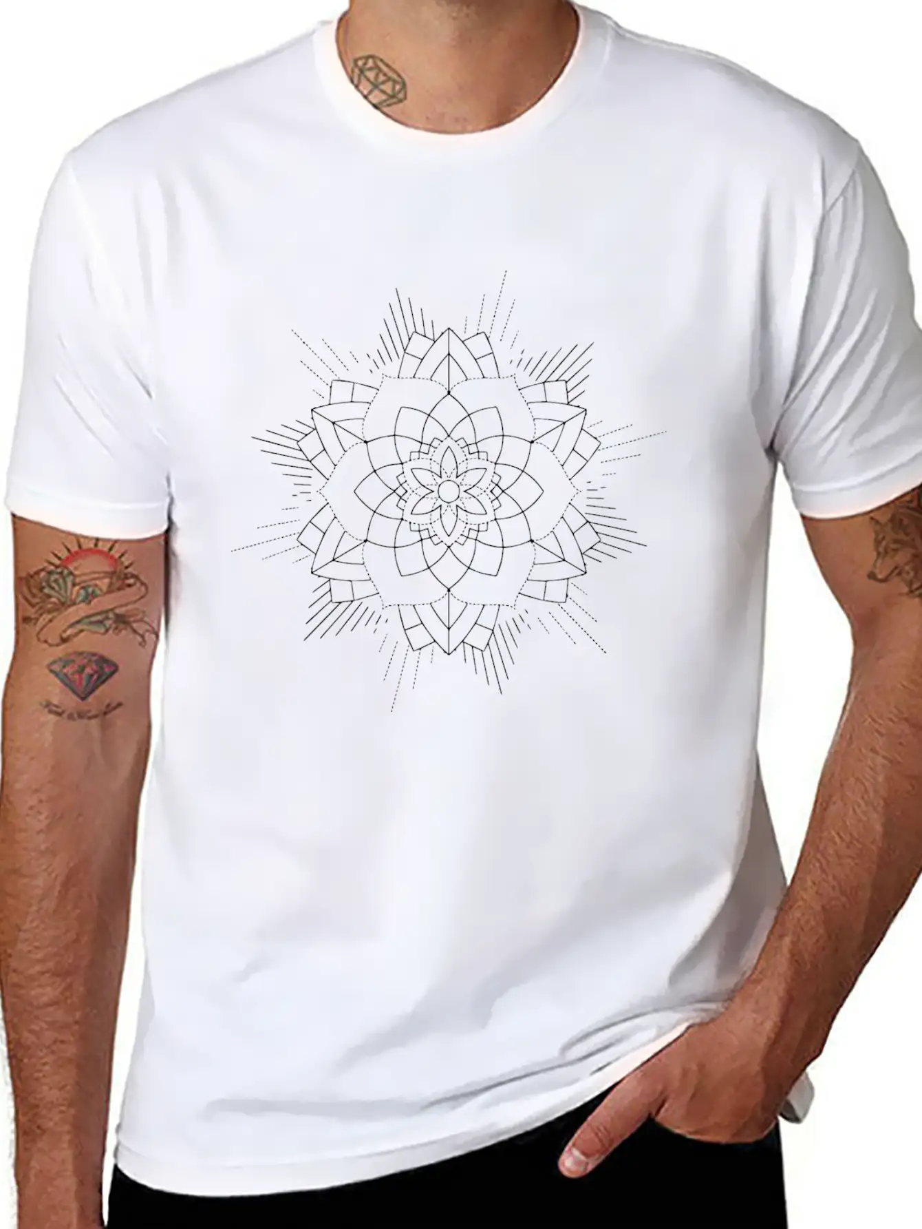 Mandala Oldschool MANDALA Ink Tattoo Newschool Mod Essential Cotton Tee For Daily Outfits ¨C Unisex Style