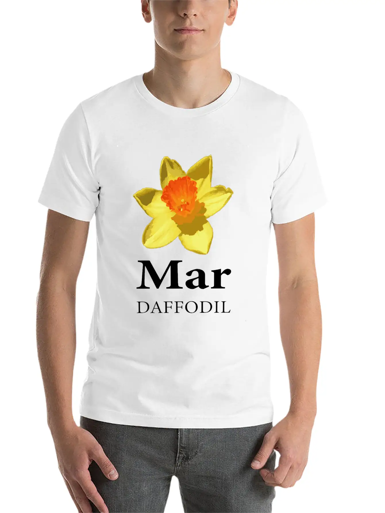 March Daffodil Flower Shop Owner Gift Essential Cotton Tee For Daily Outfits ¨C Unisex Style