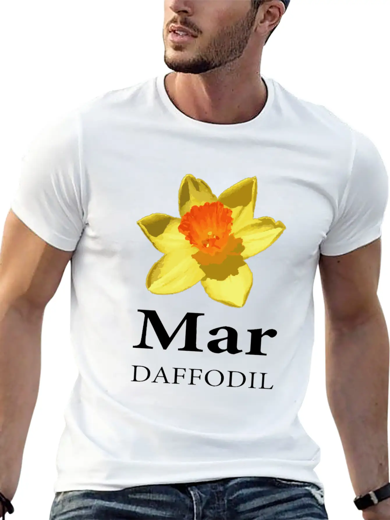 March Daffodil Flower Shop Owner Gift Essential Cotton Tee For Daily Outfits ¨C Unisex Style
