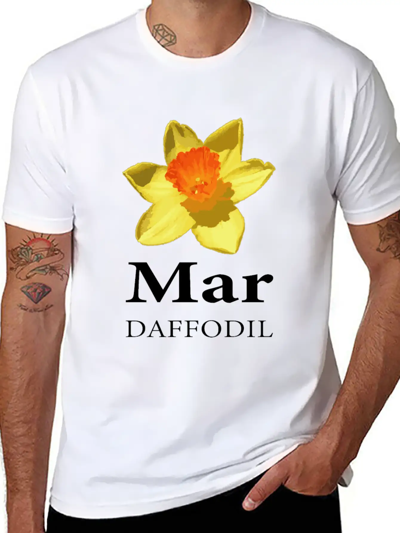 March Daffodil Flower Shop Owner Gift Essential Cotton Tee For Daily Outfits ¨C Unisex Style