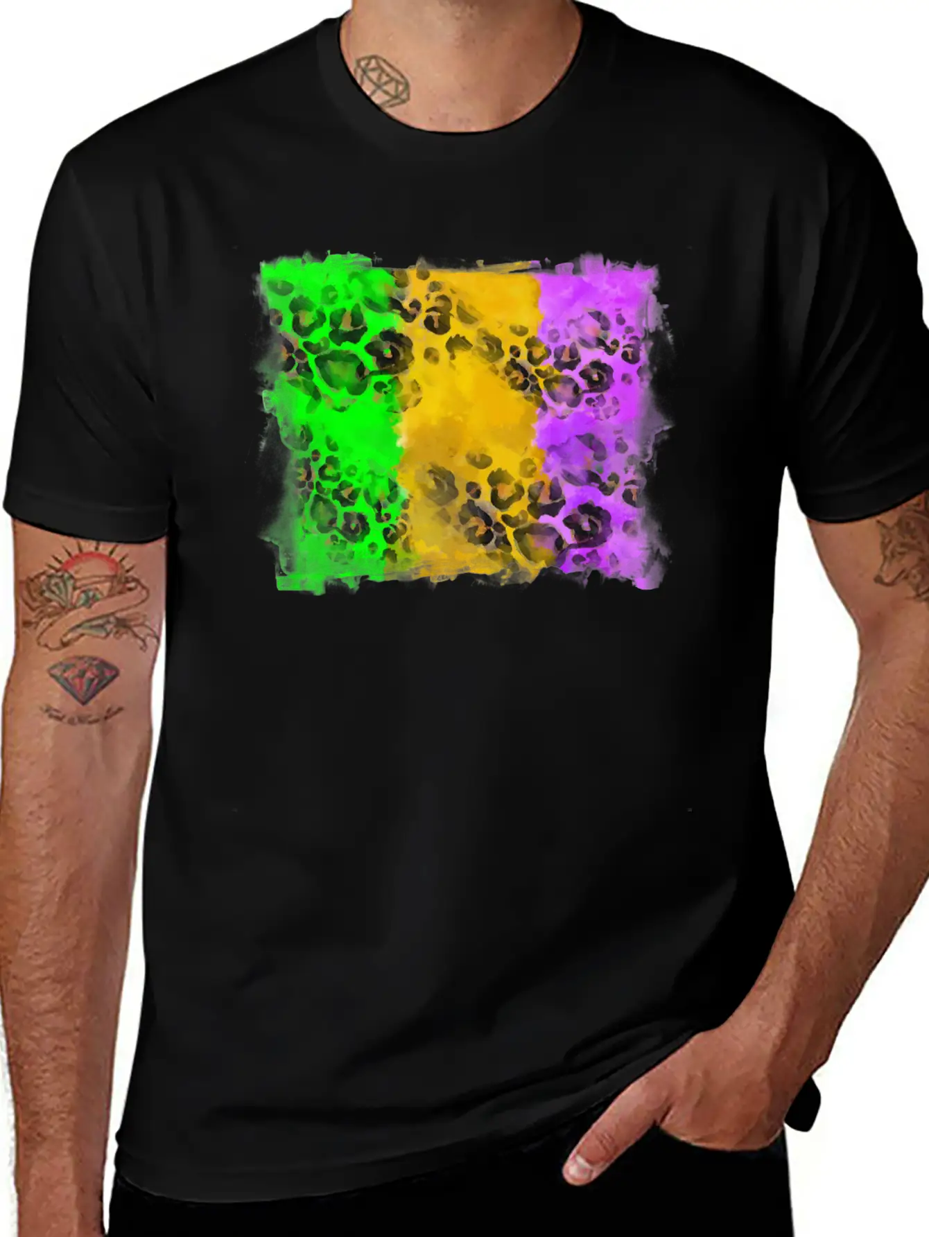 Mardi Gras Leopard Flag Essential Cotton Tee For Daily Outfits ¨C Unisex Style