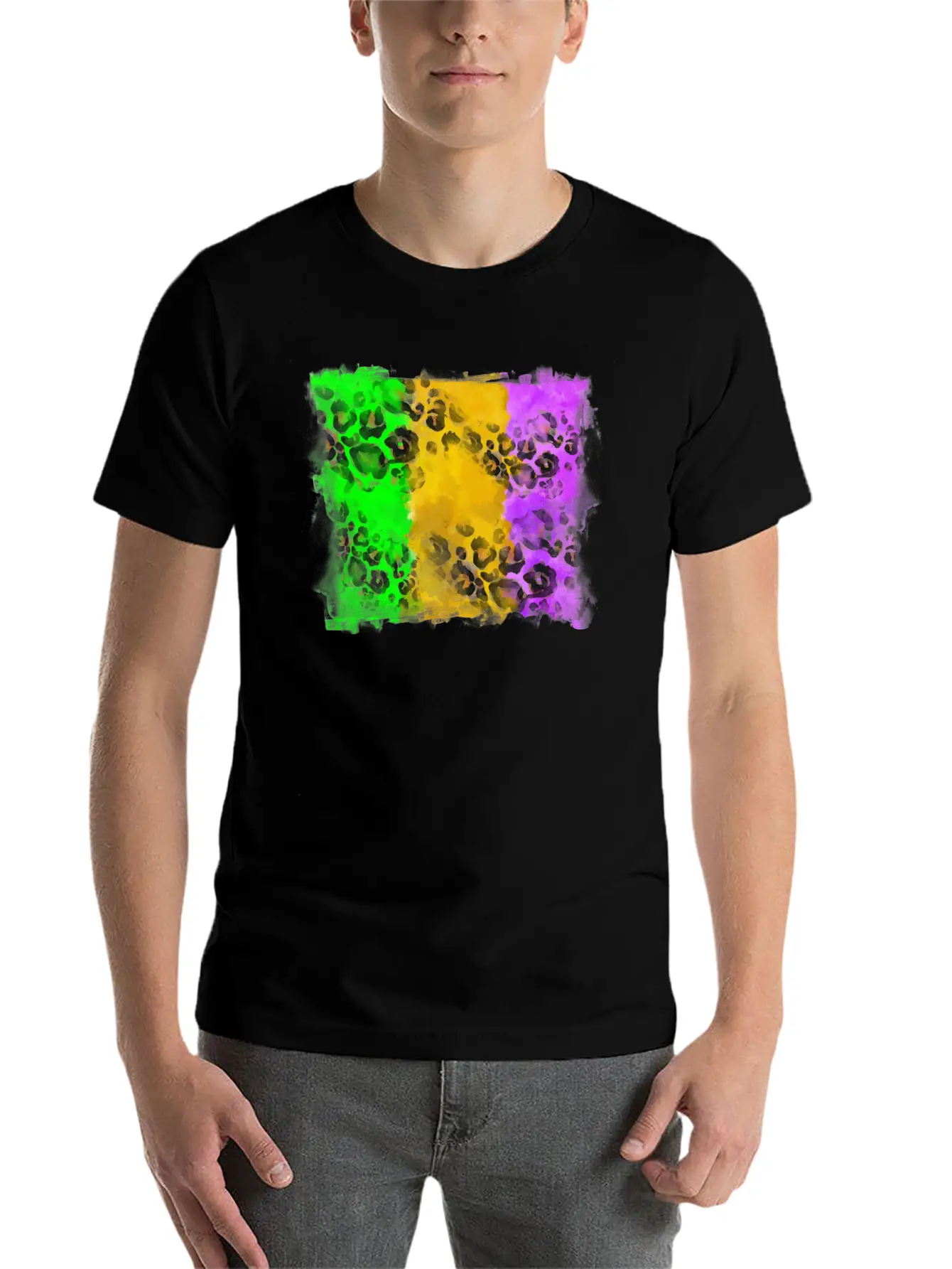 Mardi Gras Leopard Flag Essential Cotton Tee For Daily Outfits ¨C Unisex Style