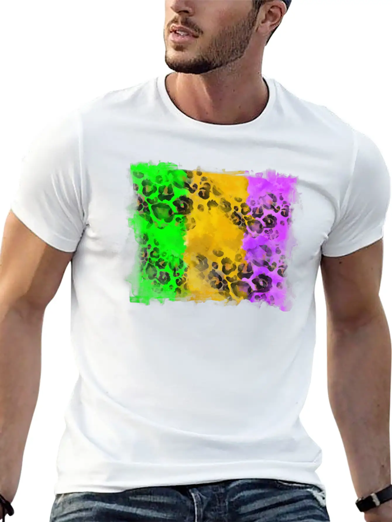 Mardi Gras Leopard Flag Essential Cotton Tee For Daily Outfits ¨C Unisex Style